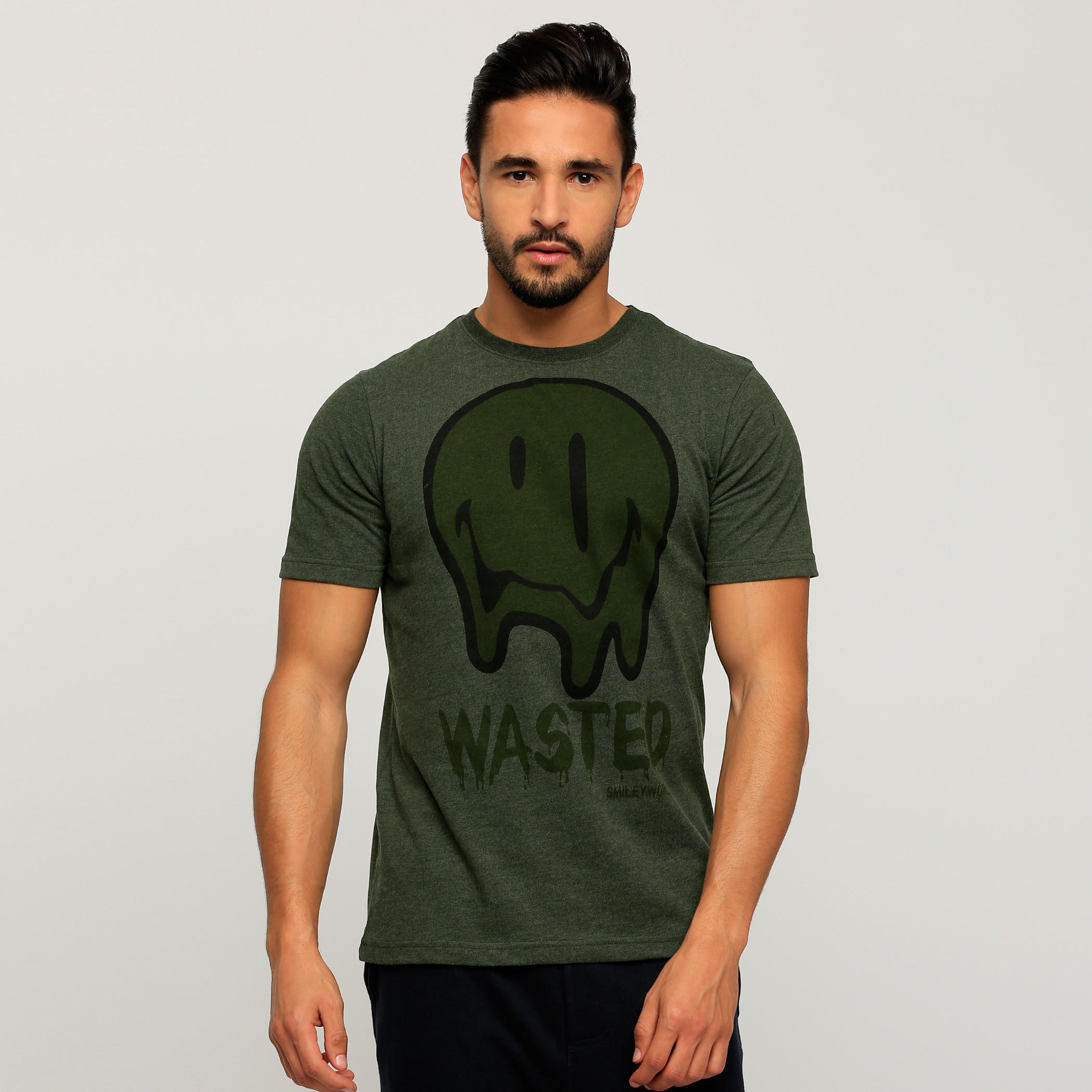 تيشيرت بياقة ضيّقة وأكمام قصيرة وطبعات سمايلي وورلد-men-clothing-tshirtsandpolos-tshirts-image-1