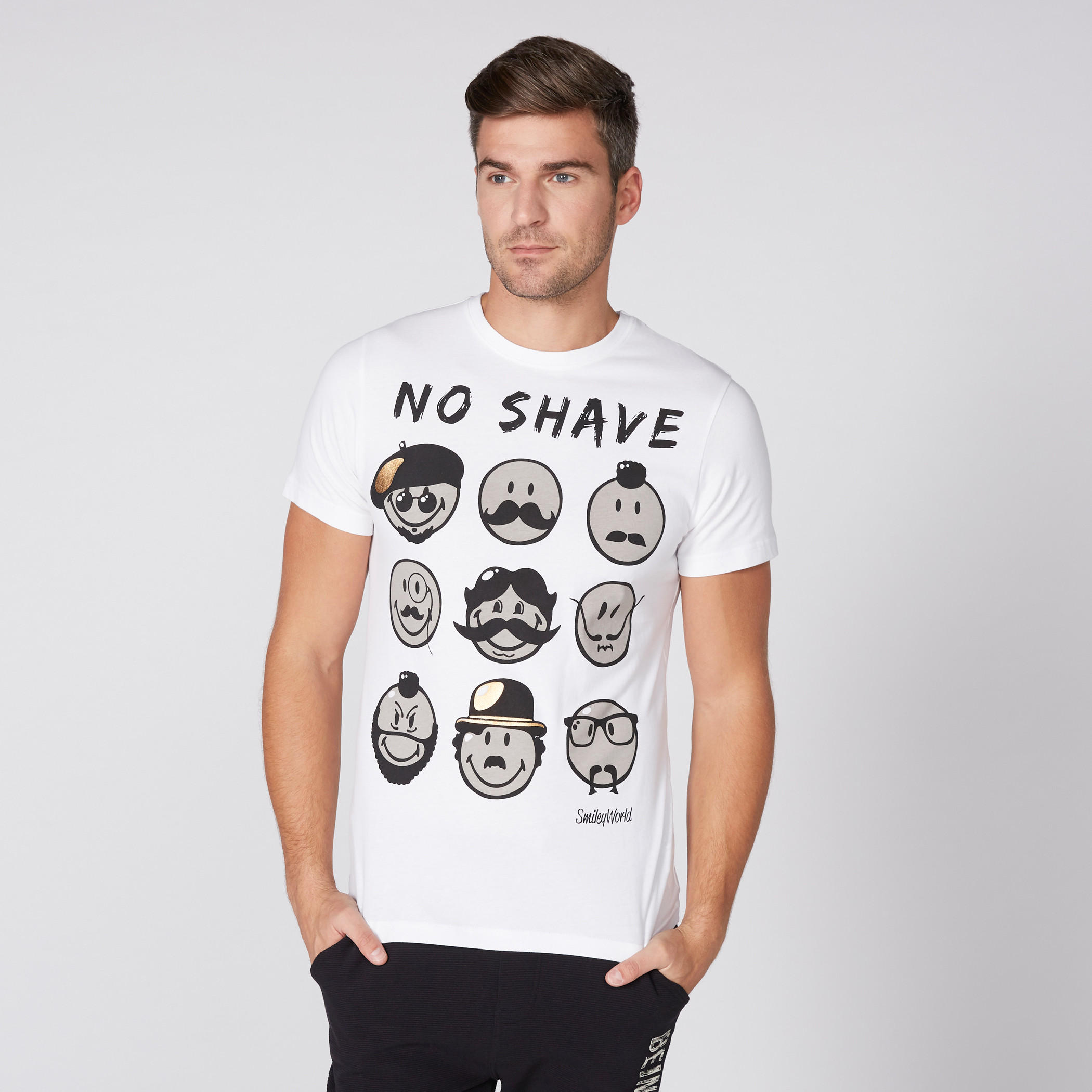 تيشيرت بياقة مستديرة وأكمام قصيرة وطبعات سمايلي وورلد-men-clothing-tshirtsandpolos-tshirts-image-1