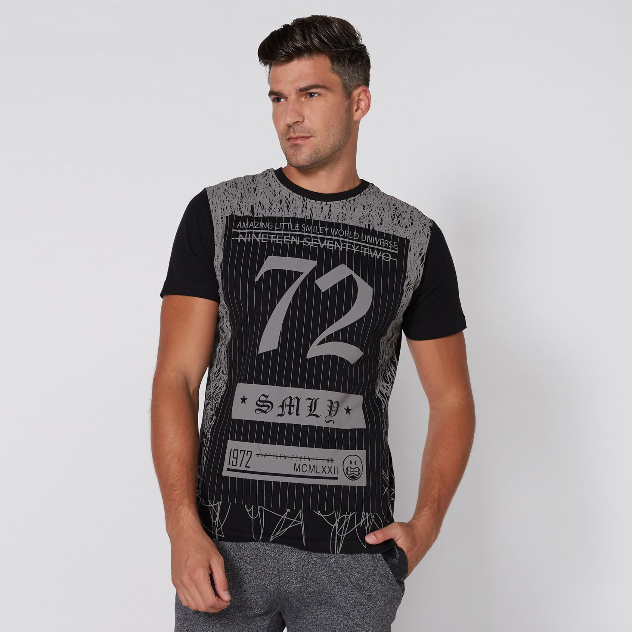 Smiley World Printed T-Shirt with Round Neck and Short Sleeves-men-clothing-tshirtsandpolos-tshirts-image-2