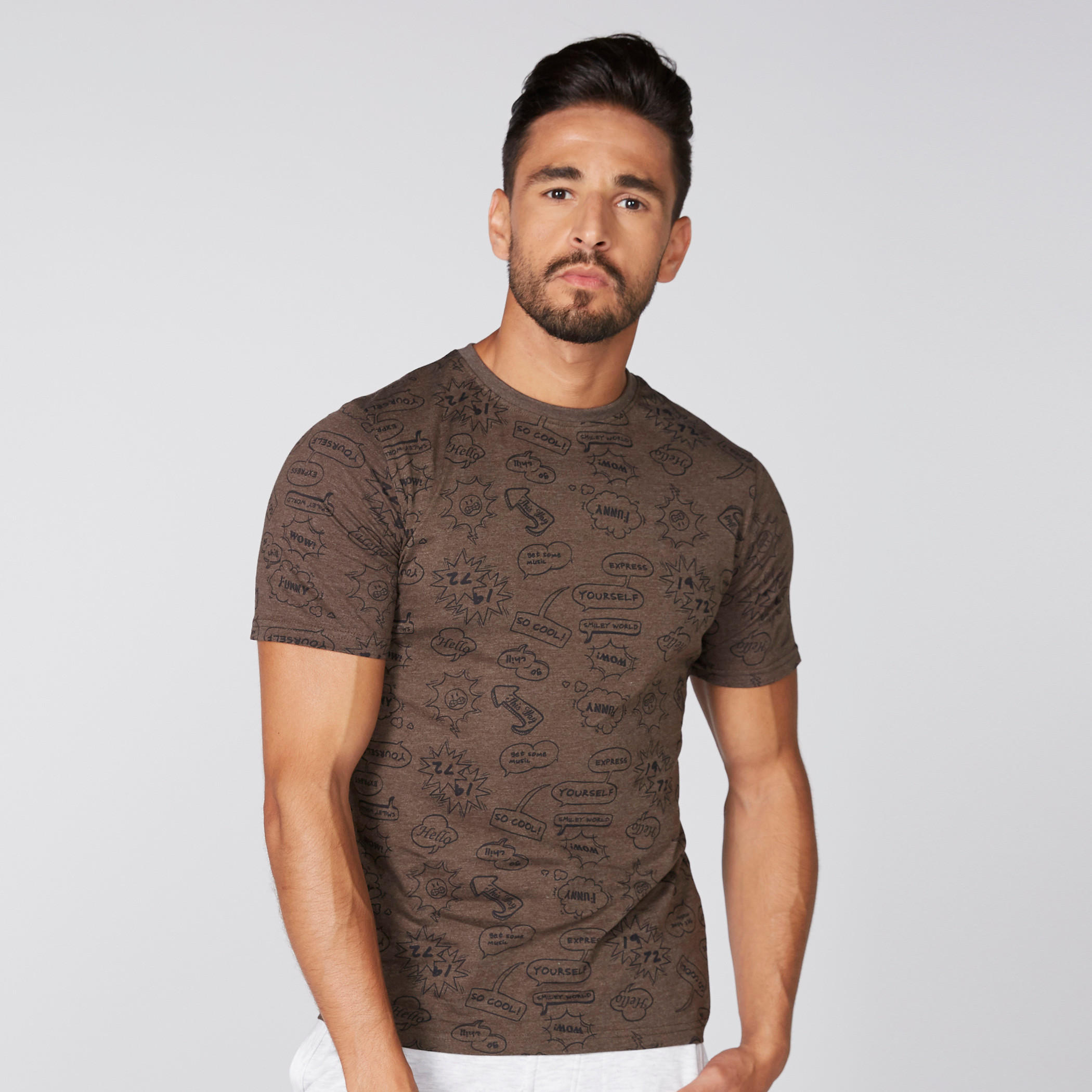 تيشيرت بياقة ضيّقة وأكمام قصيرة وطبعات سمايلي وورلد-men-clothing-tshirtsandpolos-tshirts-image-1