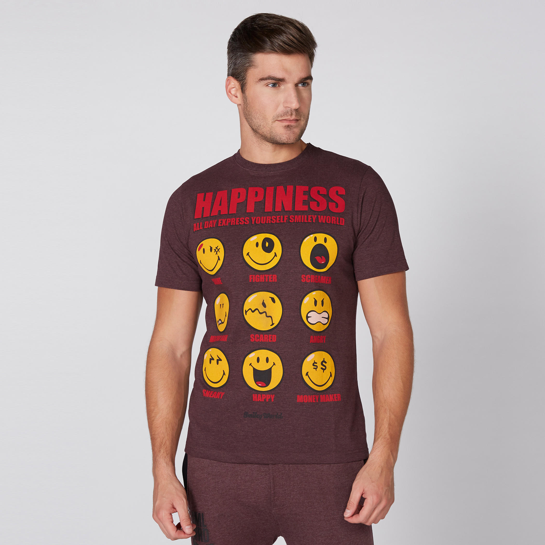 تيشيرت بأكمام قصيرة وياقة مستديرة وطبعات سمايلي وورلد-men-clothing-tshirtsandpolos-tshirts-image-1