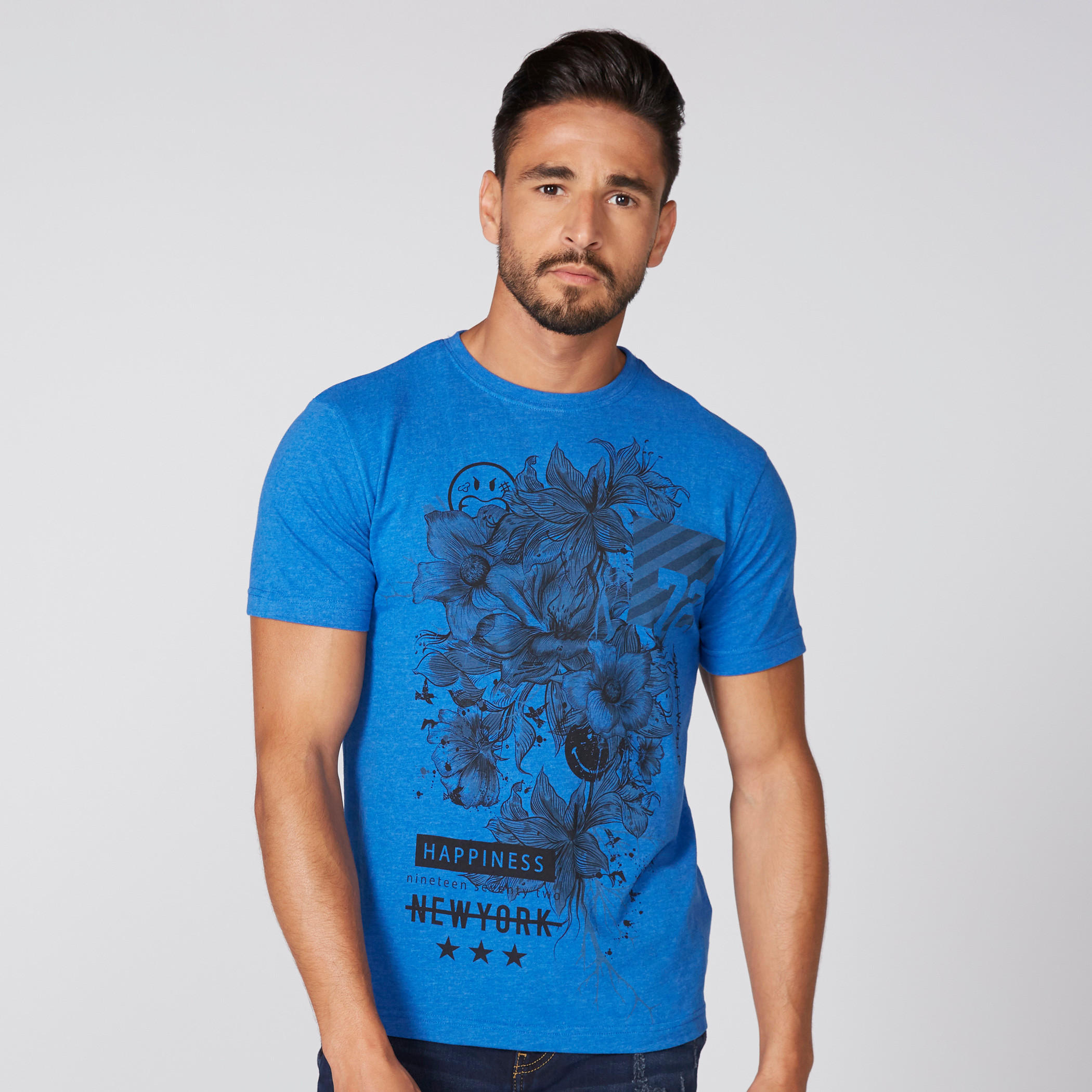 Smiley World Printed T-Shirt with Crew Neck and Short Sleeves-men-clothing-tshirtsandpolos-tshirts-image-1
