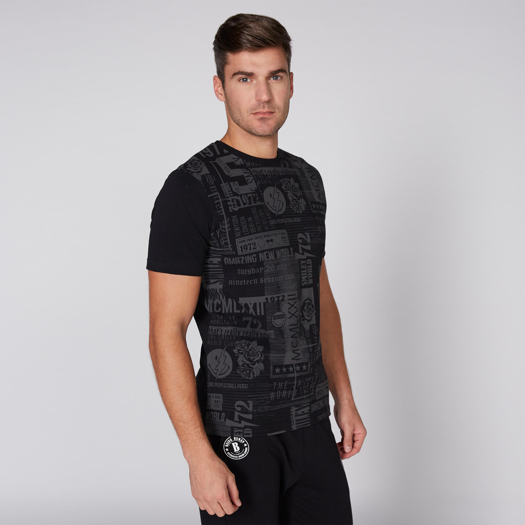 Smiley World Printed T-Shirt with Round Neck and Short Sleeves-men-clothing-tshirtsandpolos-tshirts-image-1