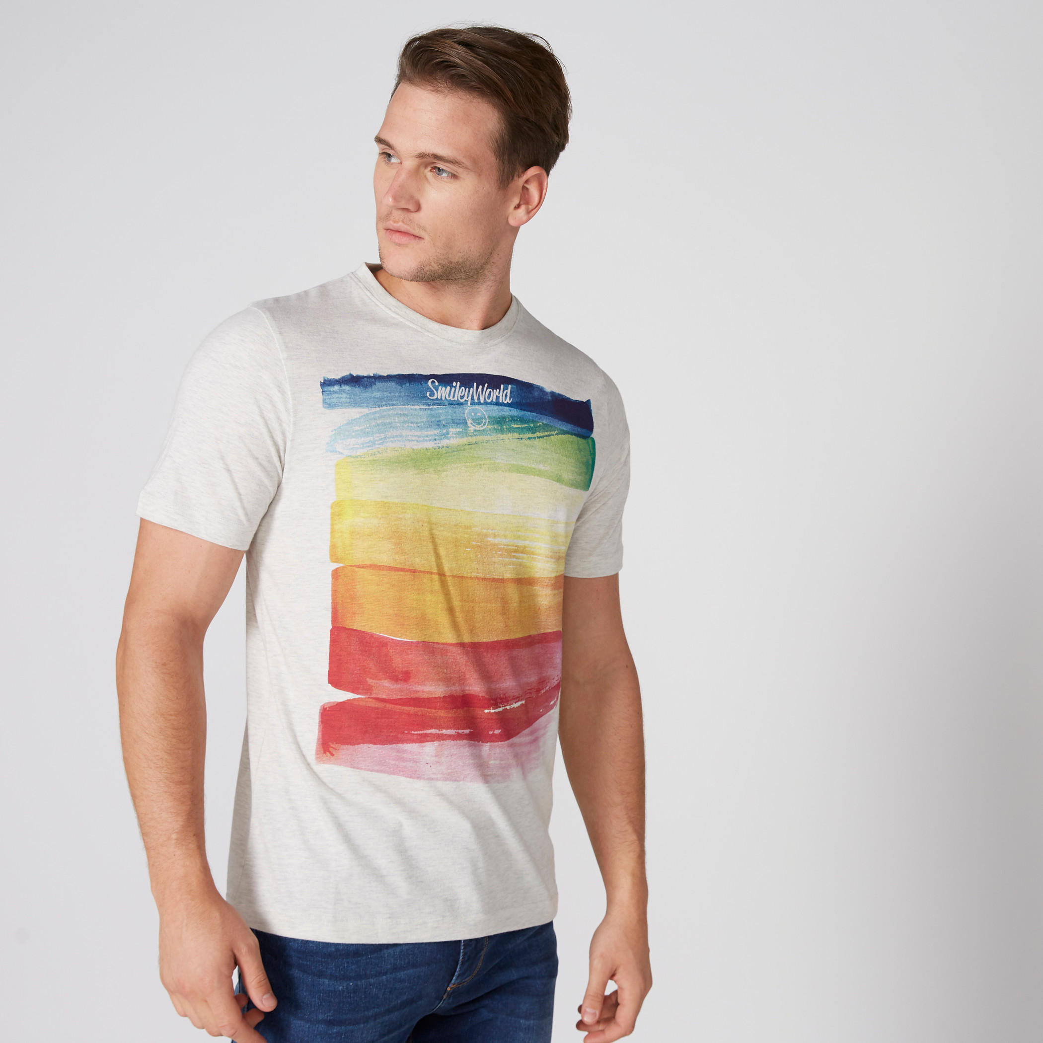 تيشيرت بأكمام قصيرة وياقة مستديرة وطبعات سمايلي وورلد-men-clothing-tshirtsandpolos-tshirts-image-1