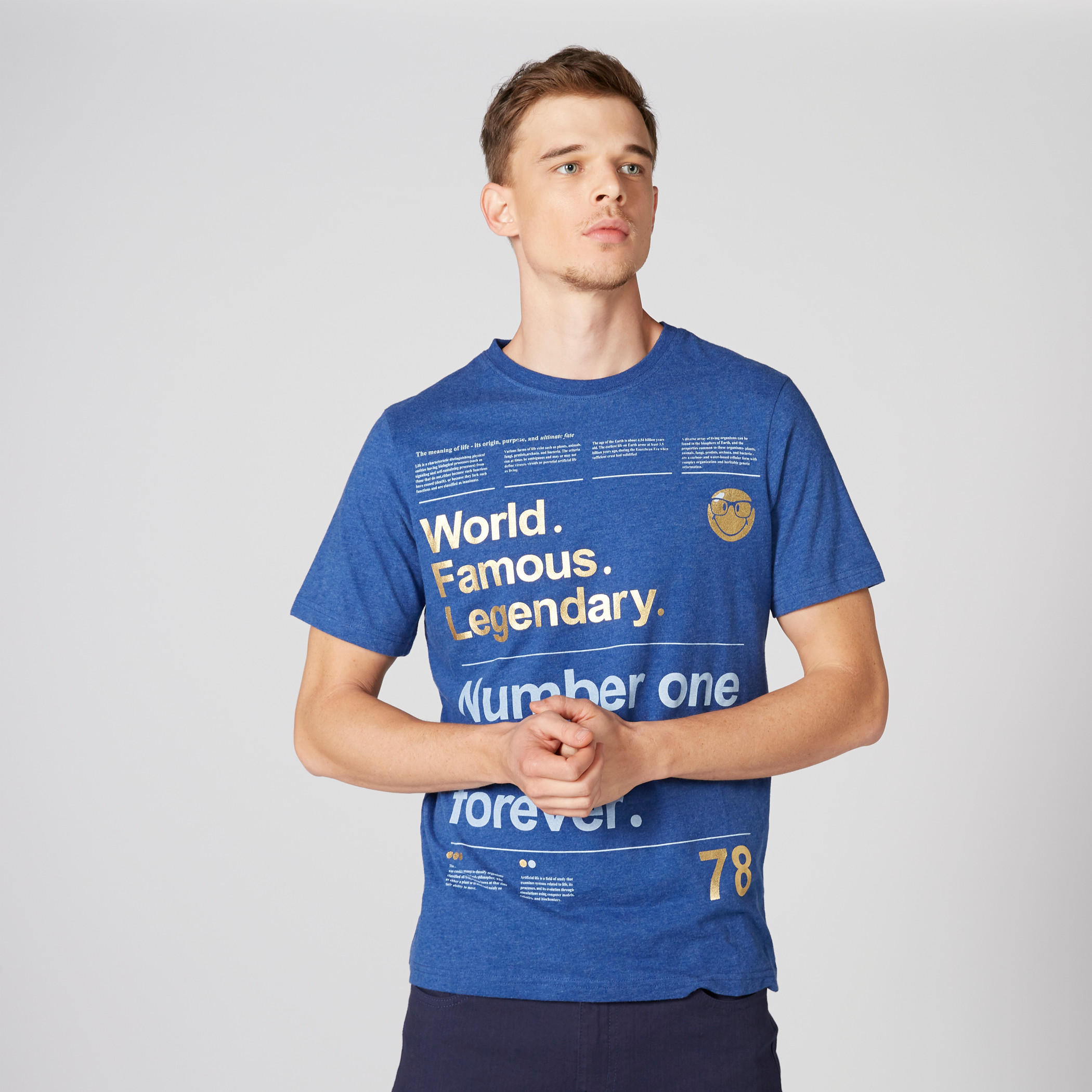تيشيرت بياقة مستديرة وأكمام قصيرة وطبعات سمايلي وورلد-men-clothing-tshirtsandpolos-tshirts-image-1