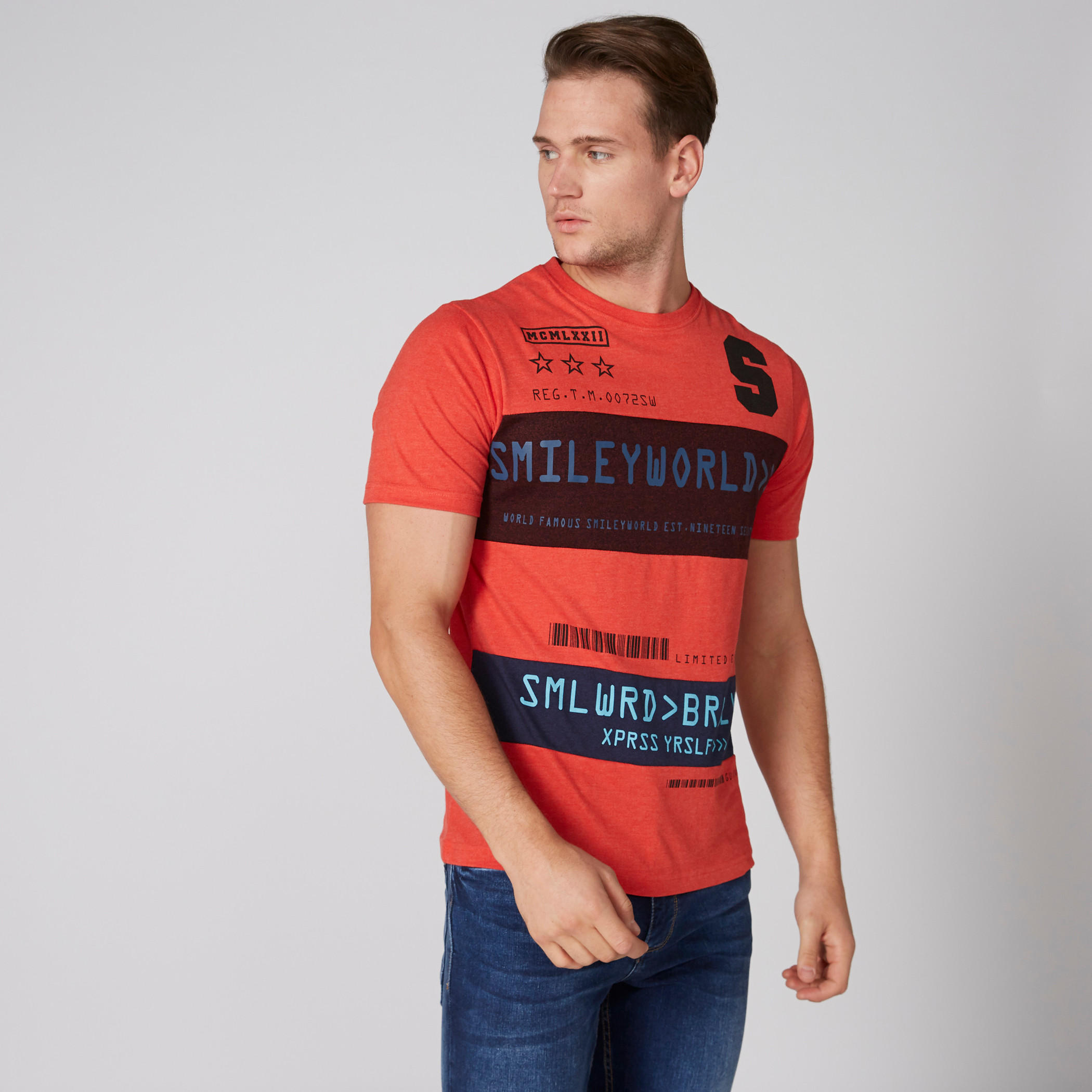 تيشيرت بياقة مستديرة وأكمام قصيرة وطبعات سمايلي وورلد-men-clothing-tshirtsandpolos-tshirts-image-1
