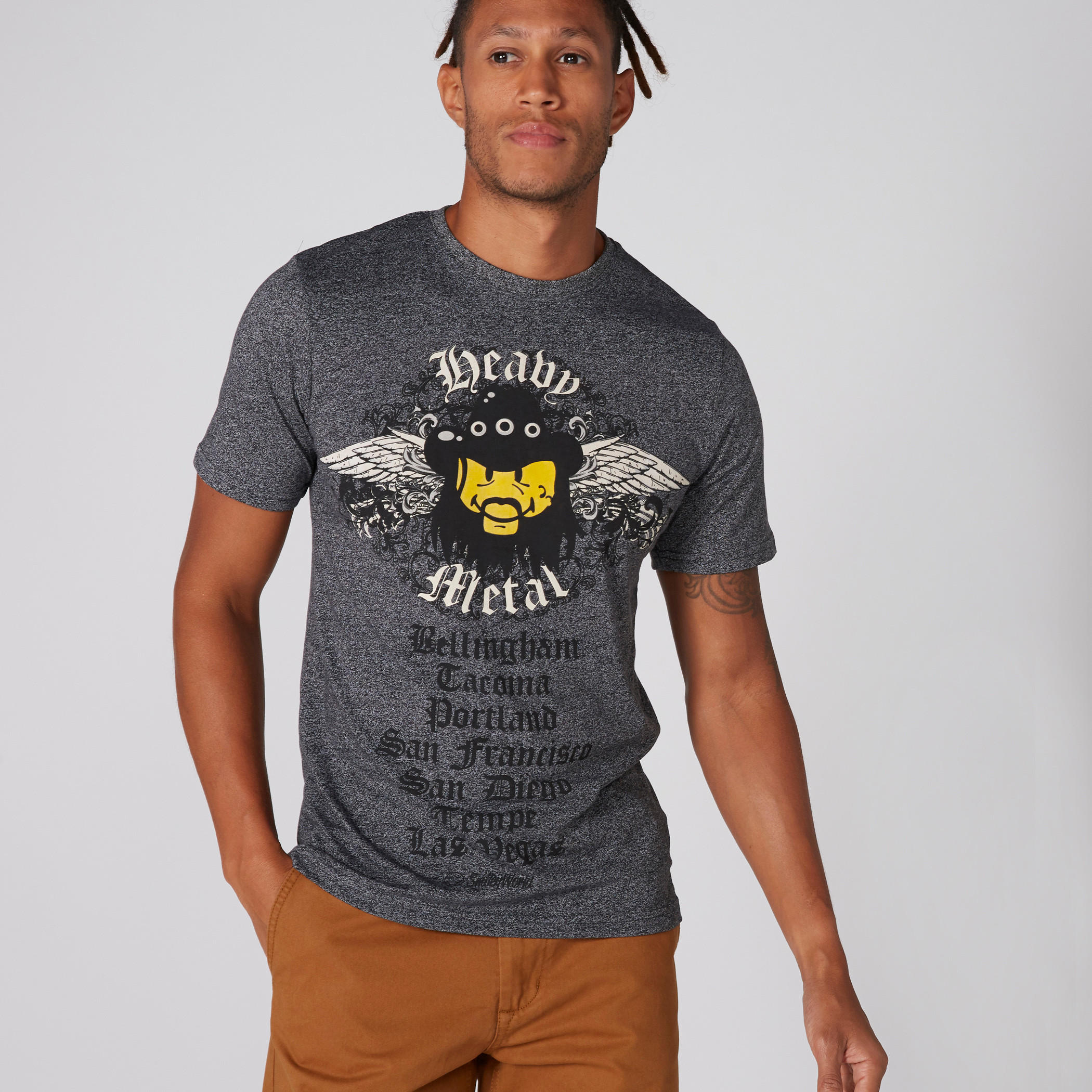 تيشيرت بياقة ضيّقة وأكمام قصيرة وطبعات سمايلي وورلد-men-clothing-tshirtsandpolos-tshirts-image-1