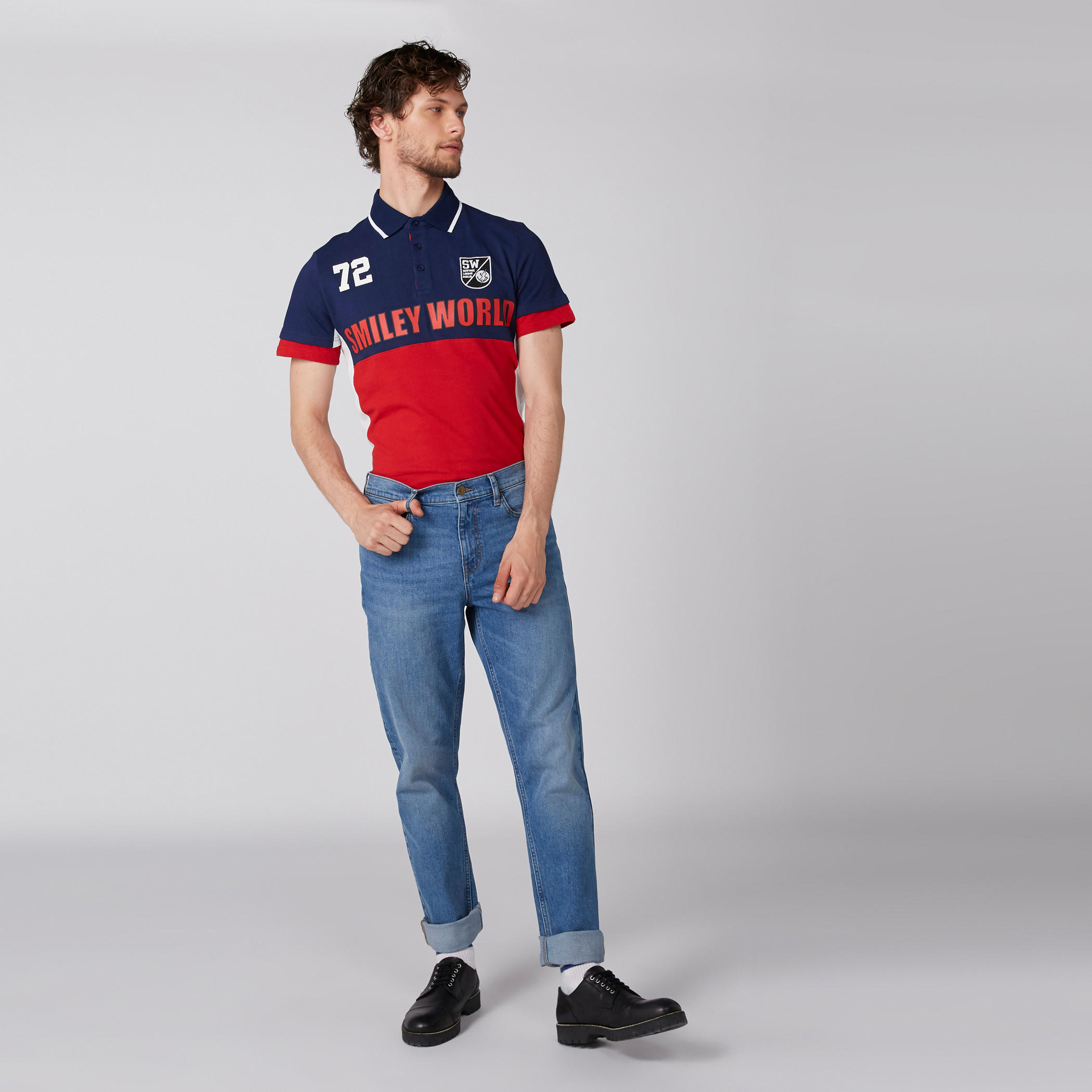 تيشيرت بياقة بولو وأكمام قصيرة وطبعات سمايلي وورلد-men-clothing-tshirtsandpolos-polos-image-3
