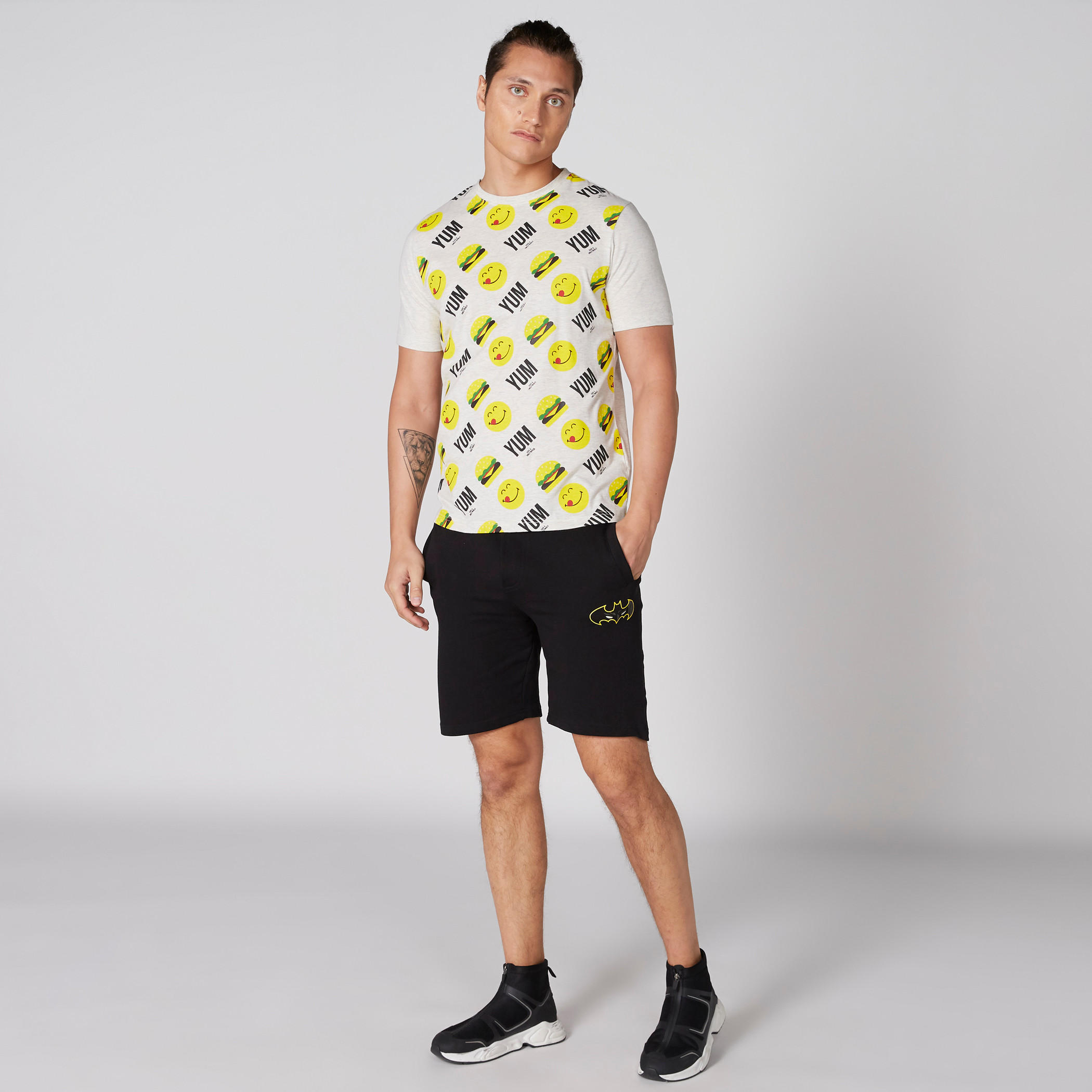 Smiley World Printed Crew Neck T-Shirt with Short Sleeves-men-clothing-tshirtsandpolos-tshirts-image-3