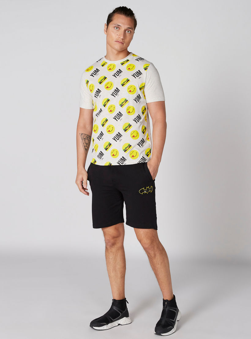 Smiley World Printed Crew Neck T-Shirt with Short Sleeves-men-clothing-tshirtsandpolos-tshirts-image-3