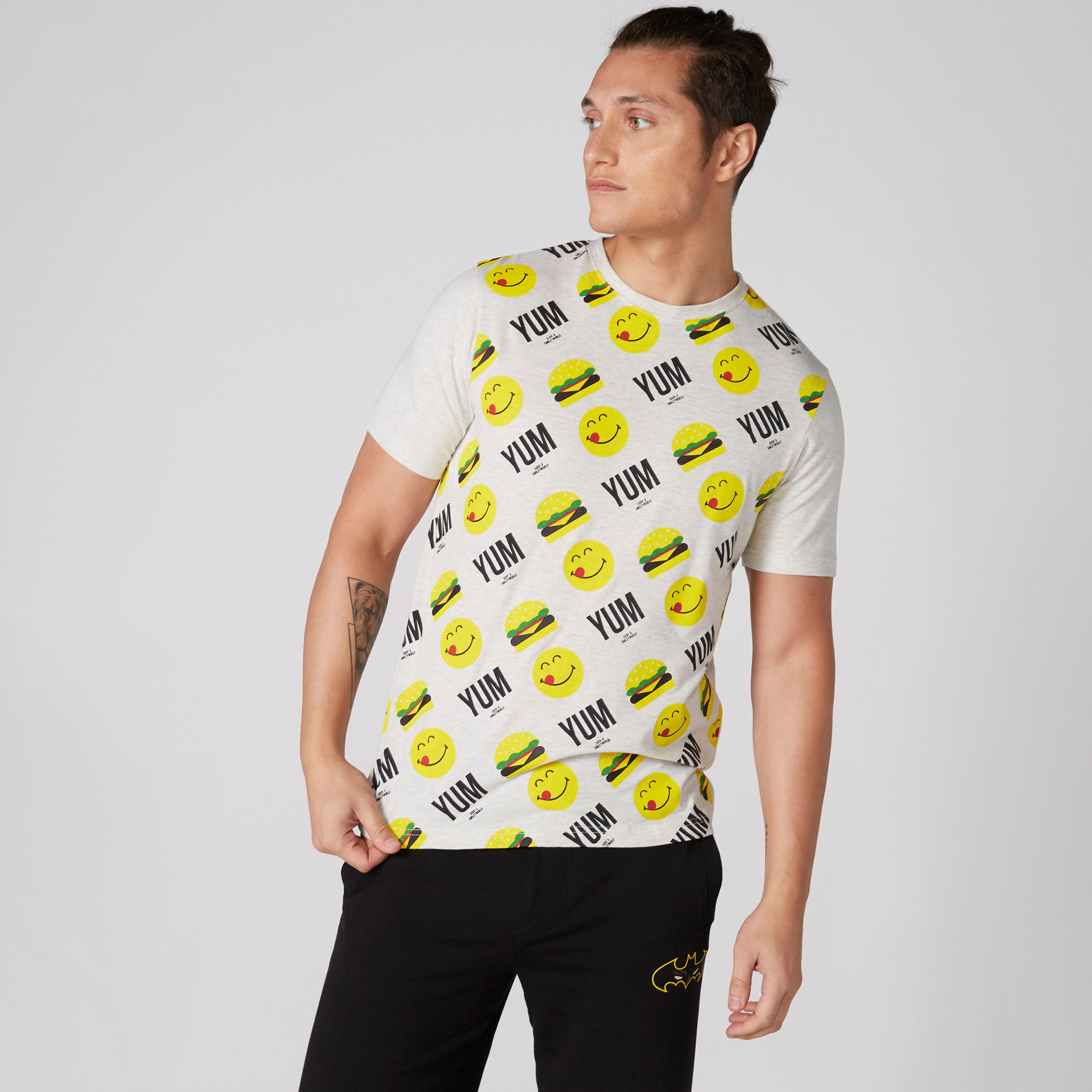 Smiley World Printed Crew Neck T-Shirt with Short Sleeves-men-clothing-tshirtsandpolos-tshirts-image-4