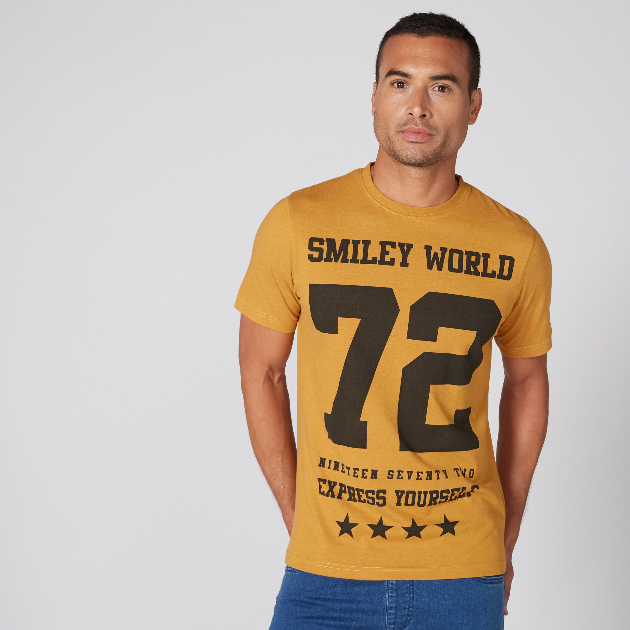 Smiley World Printed T-Shirt with Crew Neck and Short Sleeves-men-clothing-tshirtsandpolos-tshirts-image-1