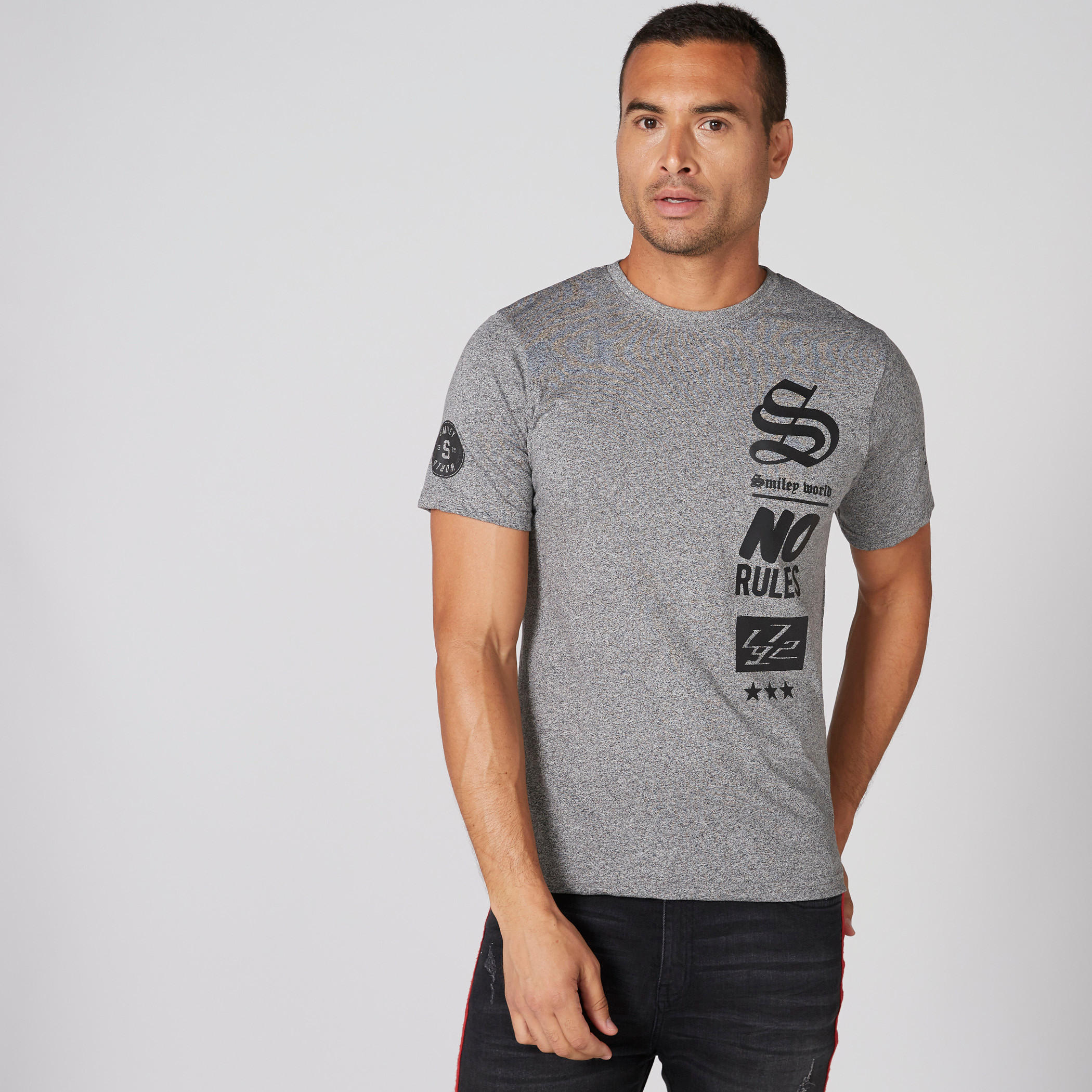 Smiley World Printed T-Shirt with Crew Neck and Short Sleeves-men-clothing-tshirtsandpolos-tshirts-image-1