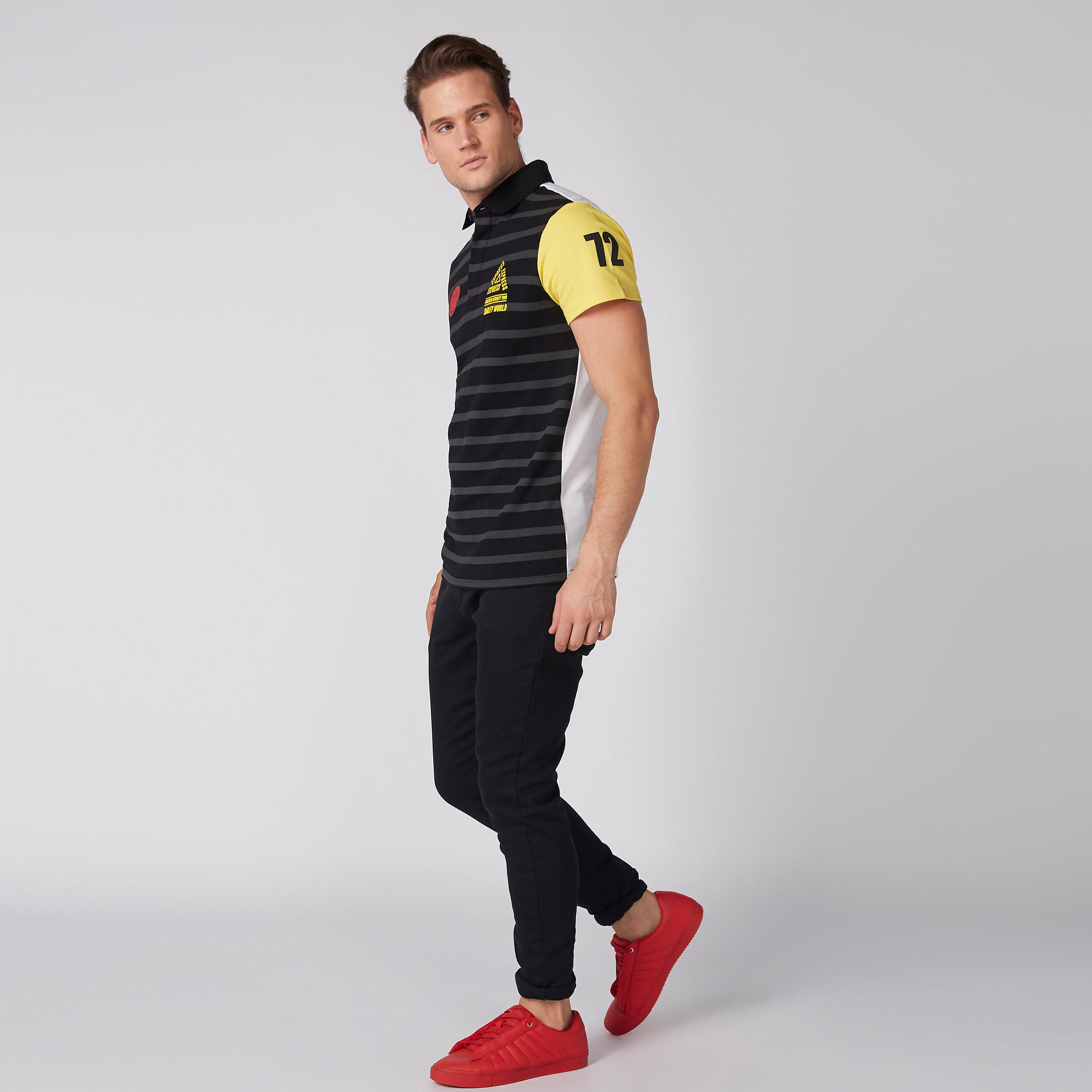 تيشيرت بياقة بولو وأكمام قصيرة وطبعات سمايلي وورلد-men-clothing-tshirtsandpolos-polos-image-3