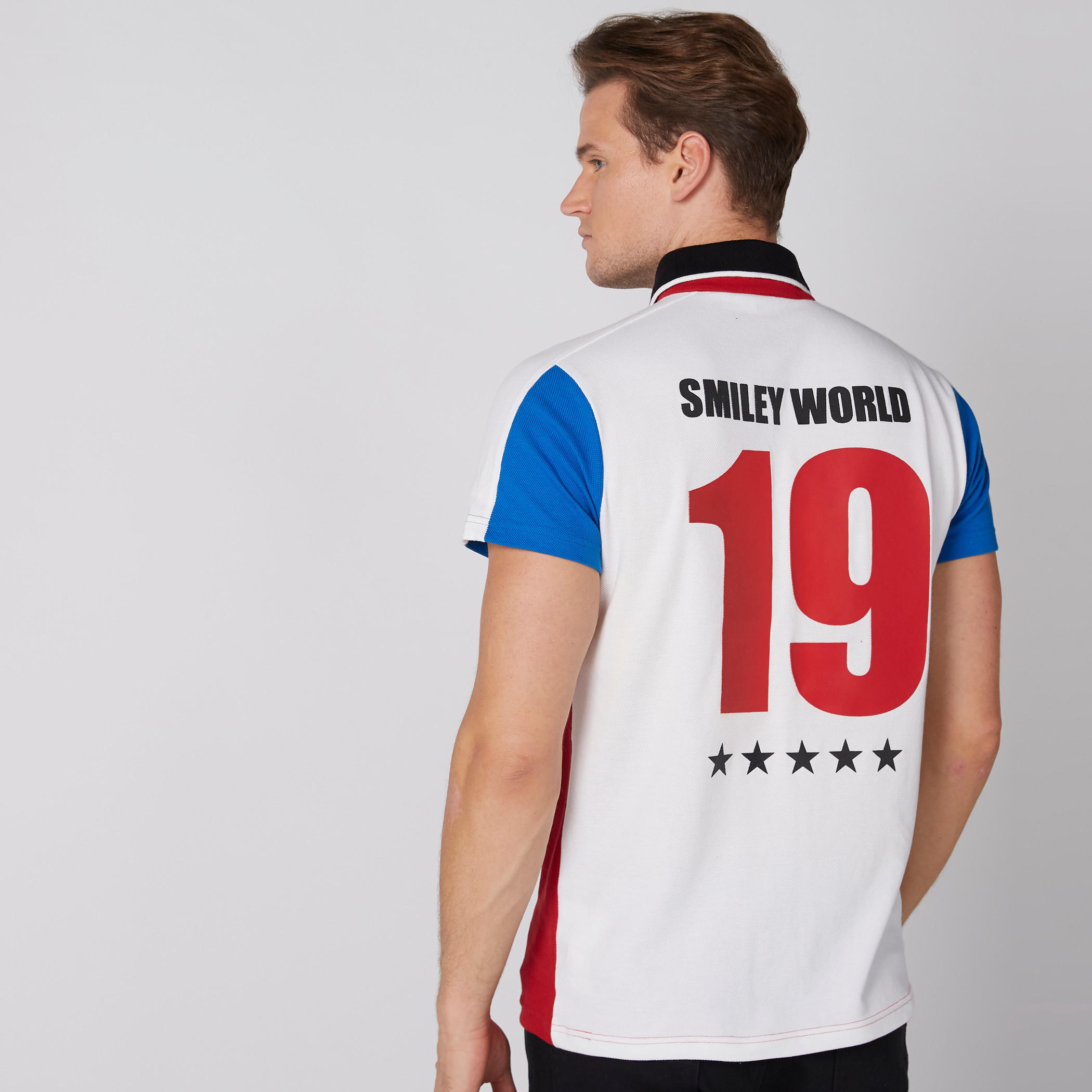 Smiley World Printed T-Shirt with Polo Neck and Short Sleeves-men-clothing-tshirtsandpolos-polos-image-2