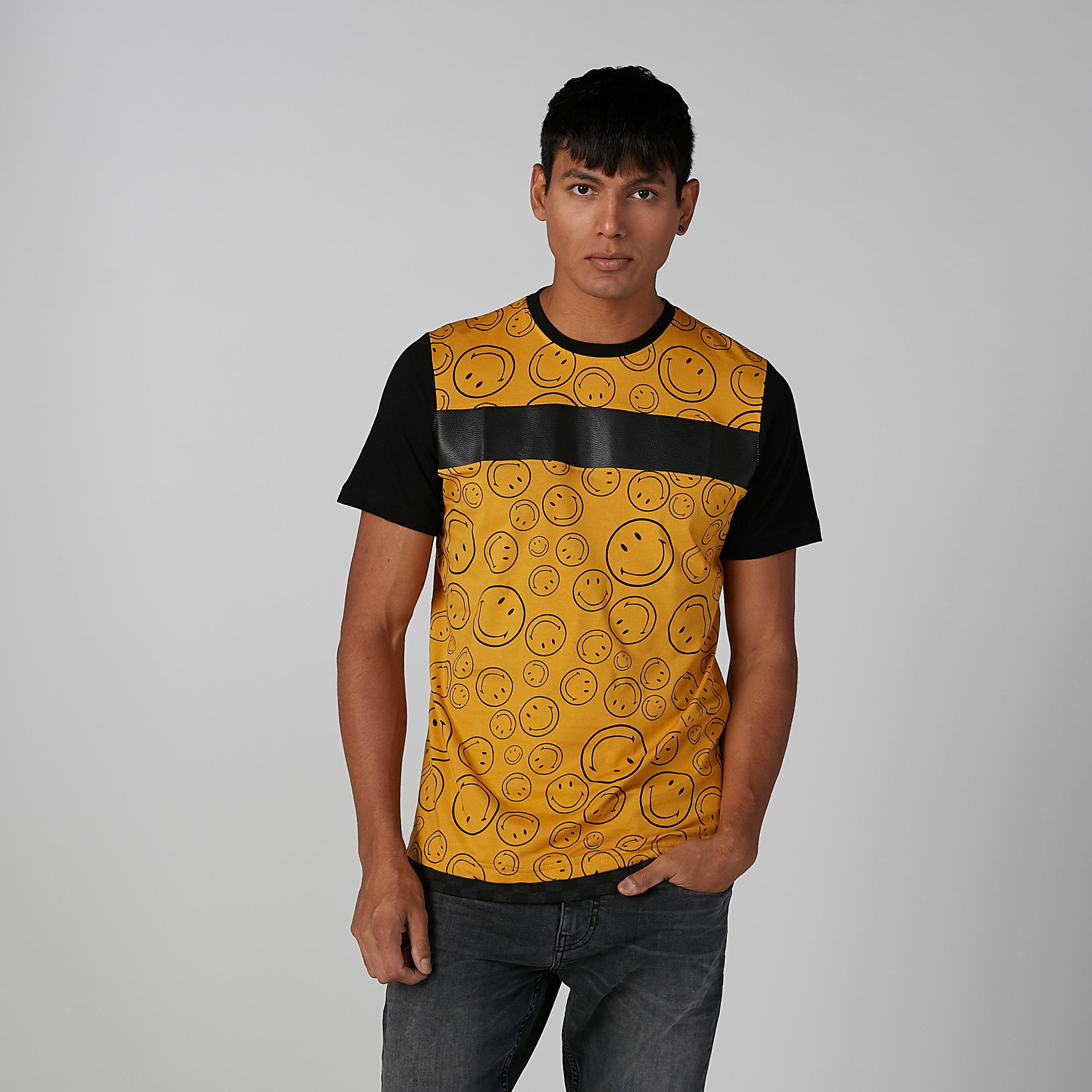 Smiley World Slim Fit Printed T-shirt with Crew Neck-men-clothing-tshirtsandpolos-tshirts-image-2