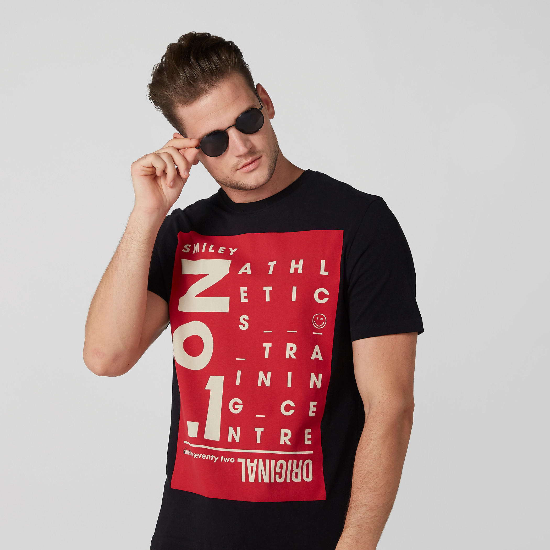 Smiley World Printed T-Shirt with Crew Neck in Slim Fit-men-clothing-tshirtsandpolos-tshirts-image-1