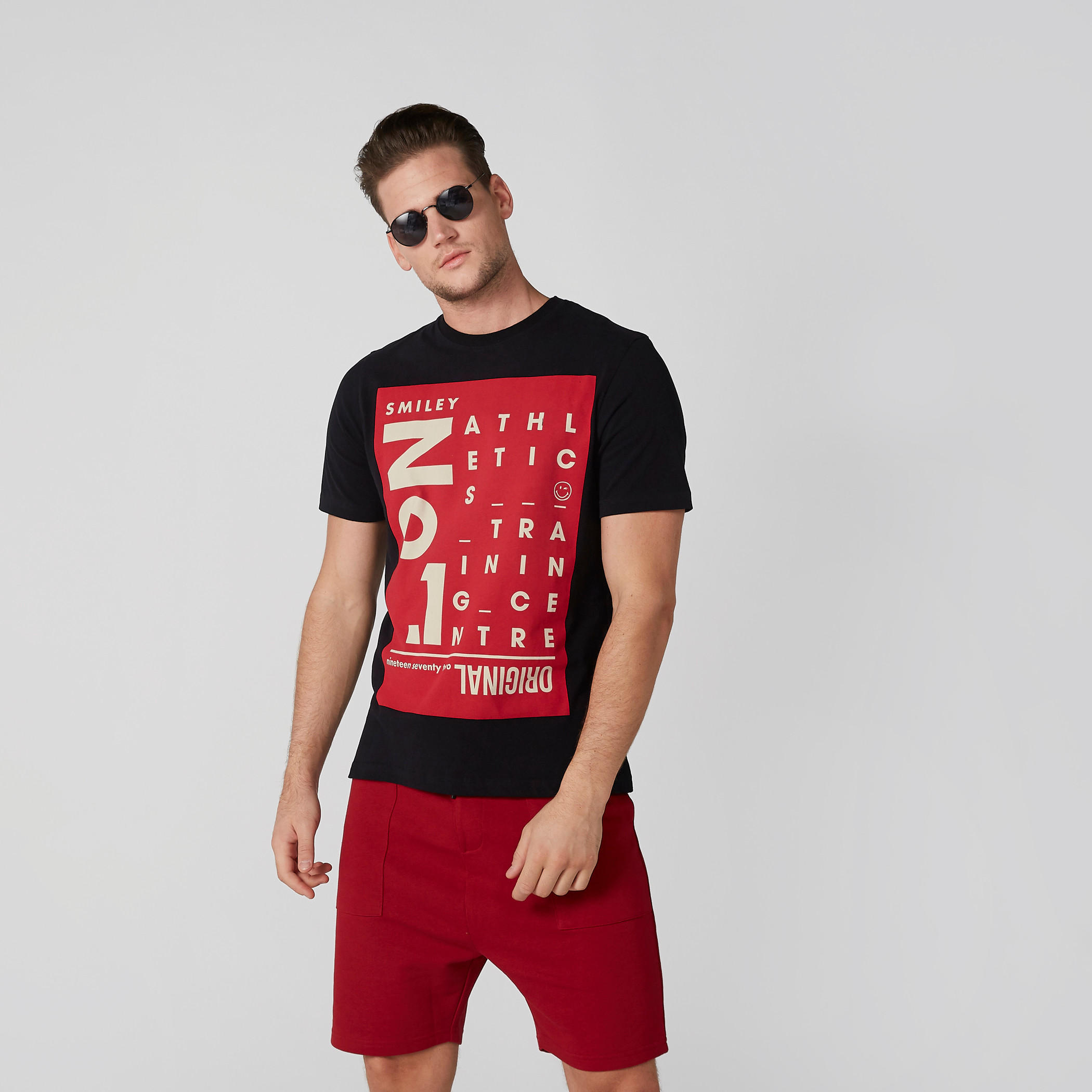 Smiley World Printed T-Shirt with Crew Neck in Slim Fit-men-clothing-tshirtsandpolos-tshirts-image-3