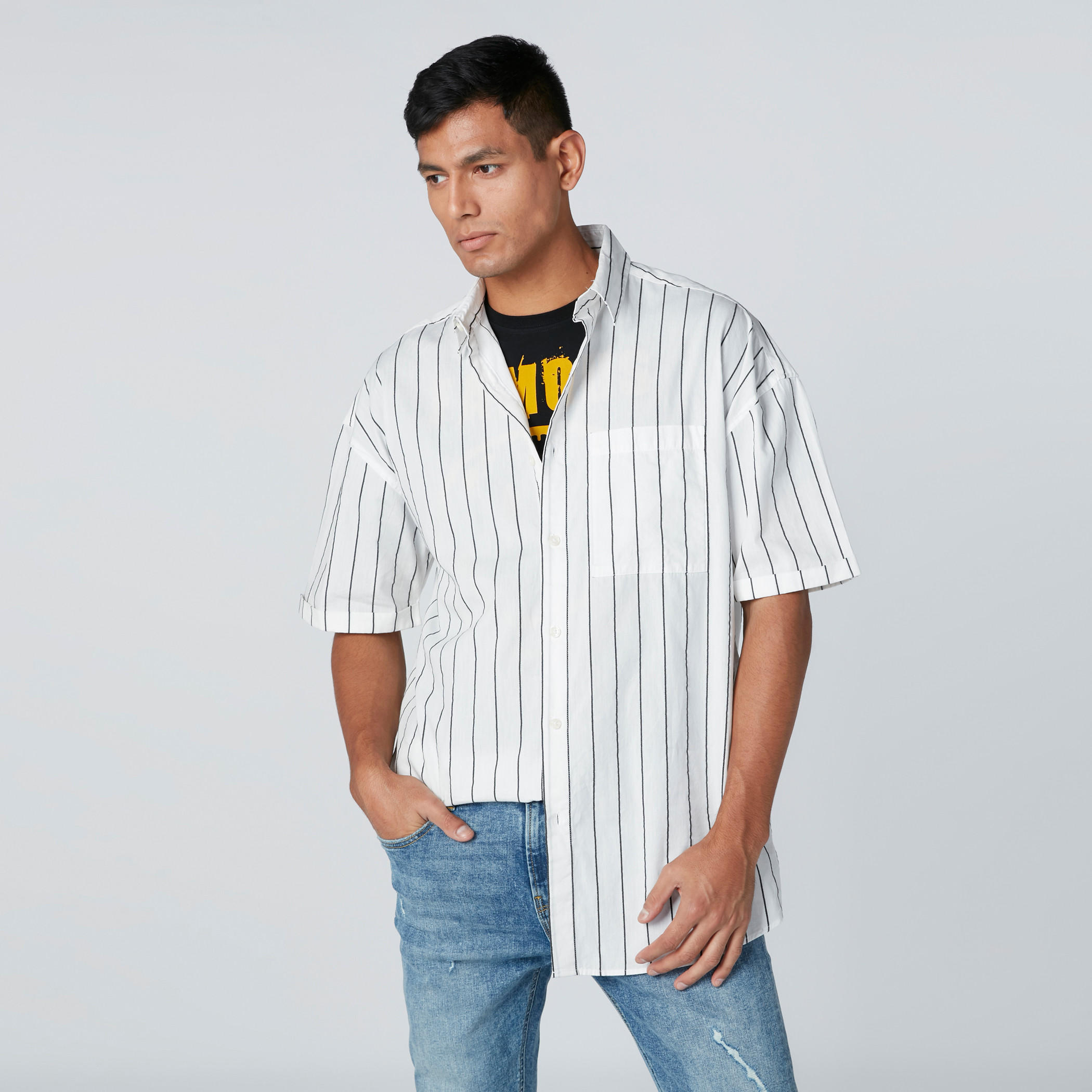 Smiley World Striped Shirt with Patch Pocket and Complete Placket-men-clothing-tshirtsandpolos-tshirts-image-1