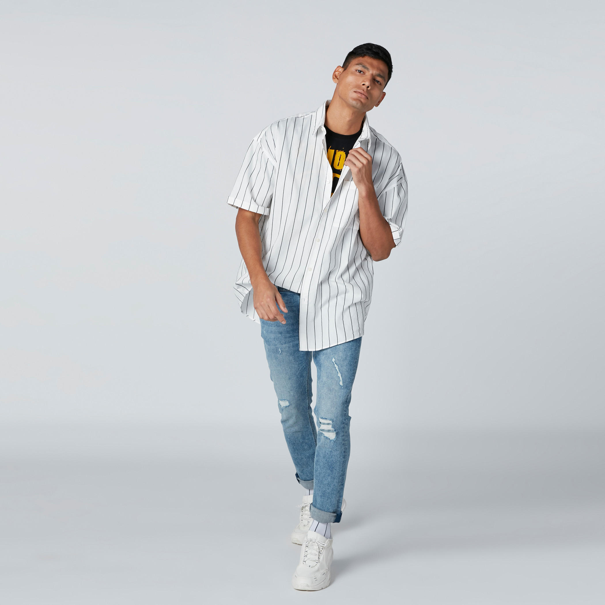 Smiley World Striped Shirt with Patch Pocket and Complete Placket-men-clothing-tshirtsandpolos-tshirts-image-3
