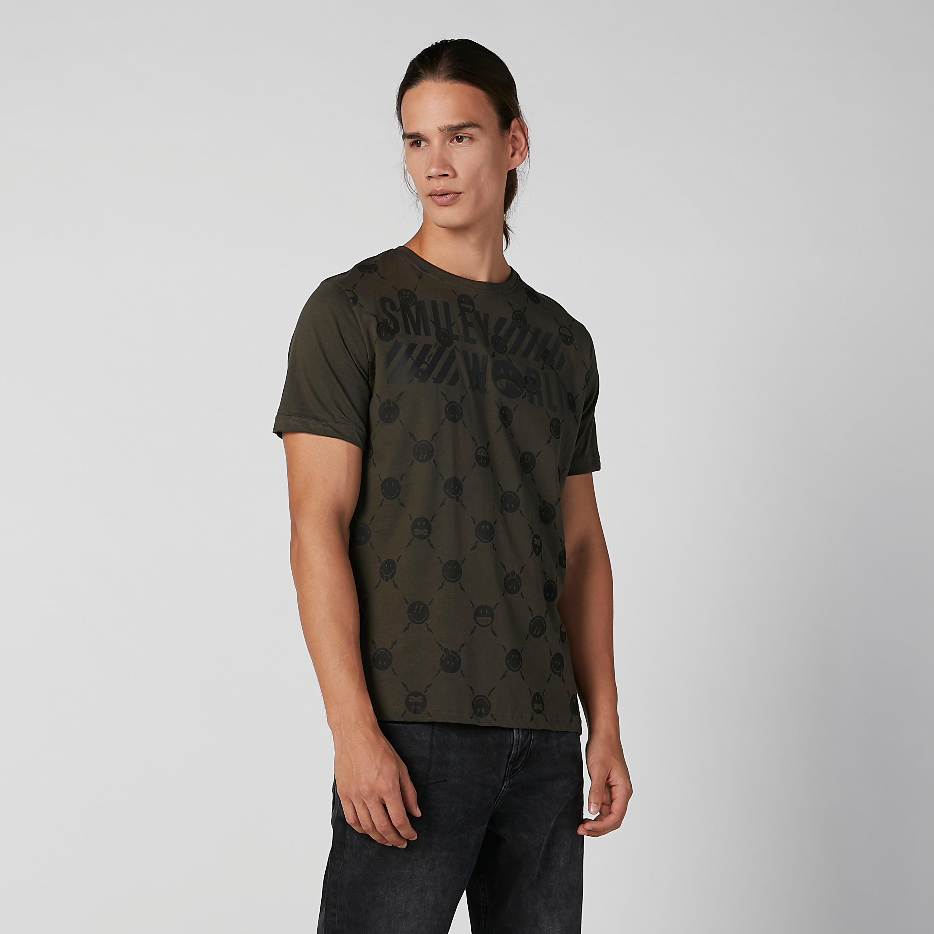 Smiley World Slim Fit Printed T-shirt with Crew Neck and Short Sleeves-men-clothing-tshirtsandpolos-tshirts-image-1