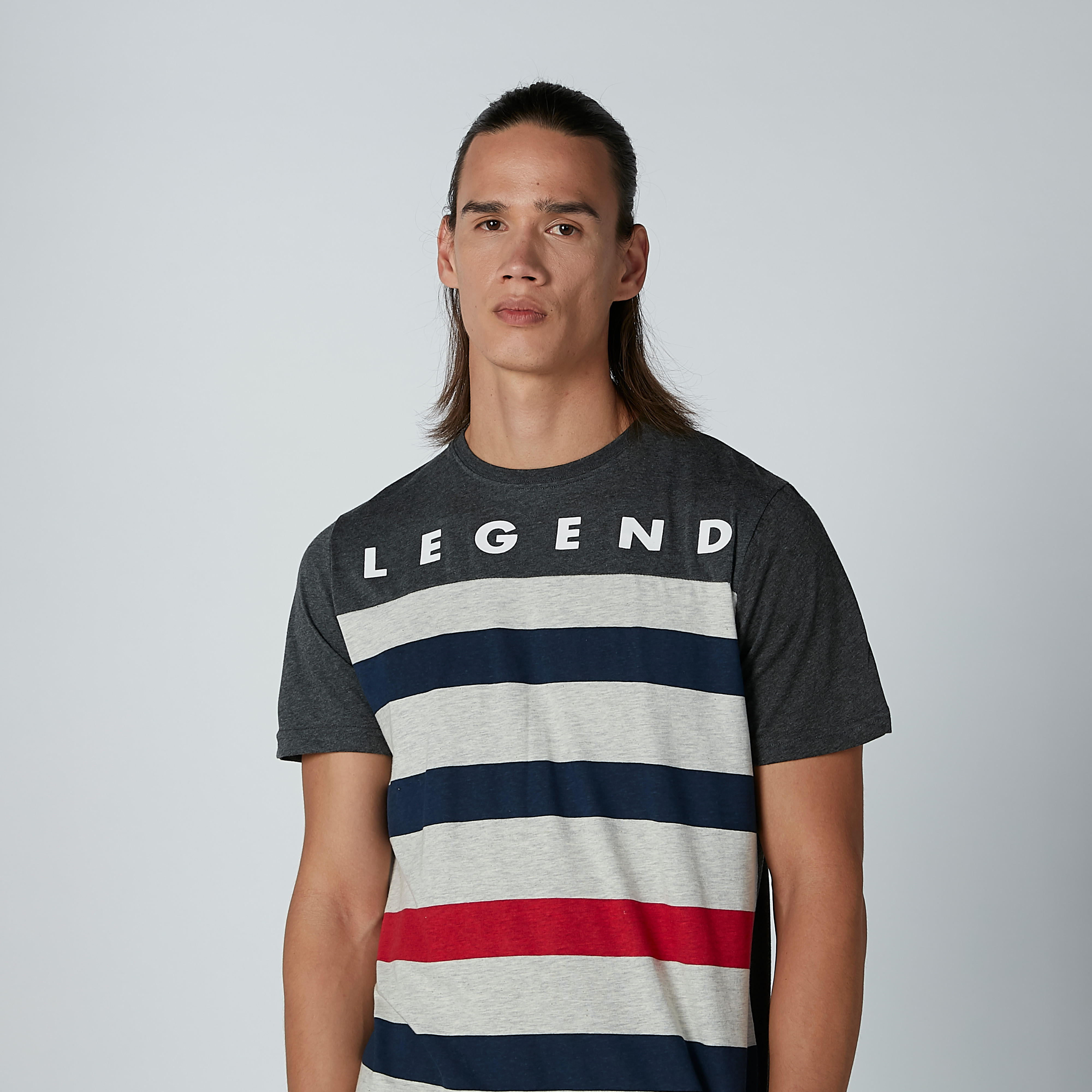 تيشيرت مقلّم بياقة مستديرة وأكمام قصيرة من سمايلي وورلد-men-clothing-tshirtsandpolos-tshirts-image-1