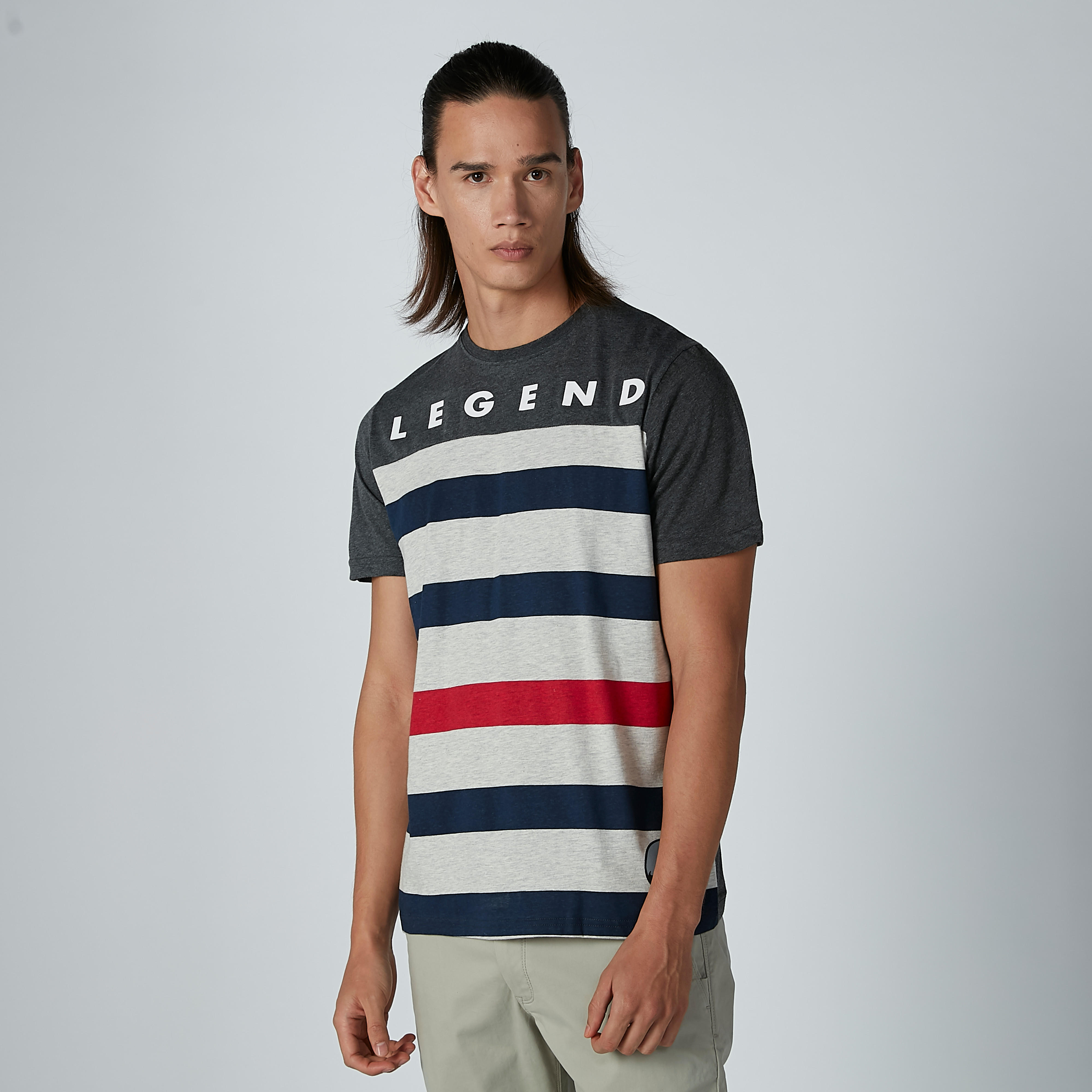 تيشيرت مقلّم بياقة مستديرة وأكمام قصيرة من سمايلي وورلد-men-clothing-tshirtsandpolos-tshirts-image-3