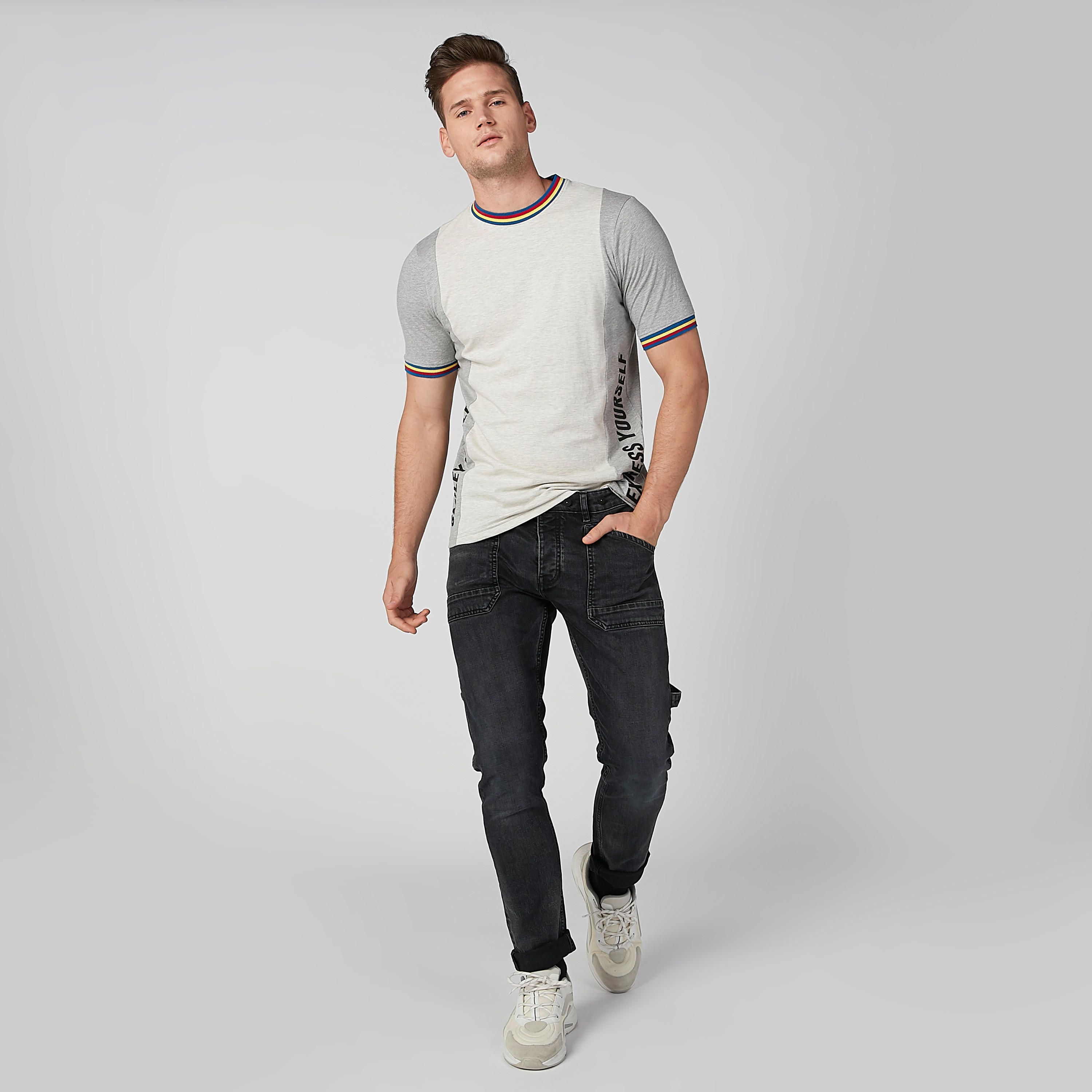 تيشيرت بنمط كتل الألوان بياقة مقلّمة وأكمام بحوّاف من سمايلي وورلد-men-clothing-tshirtsandpolos-tshirts-image-2