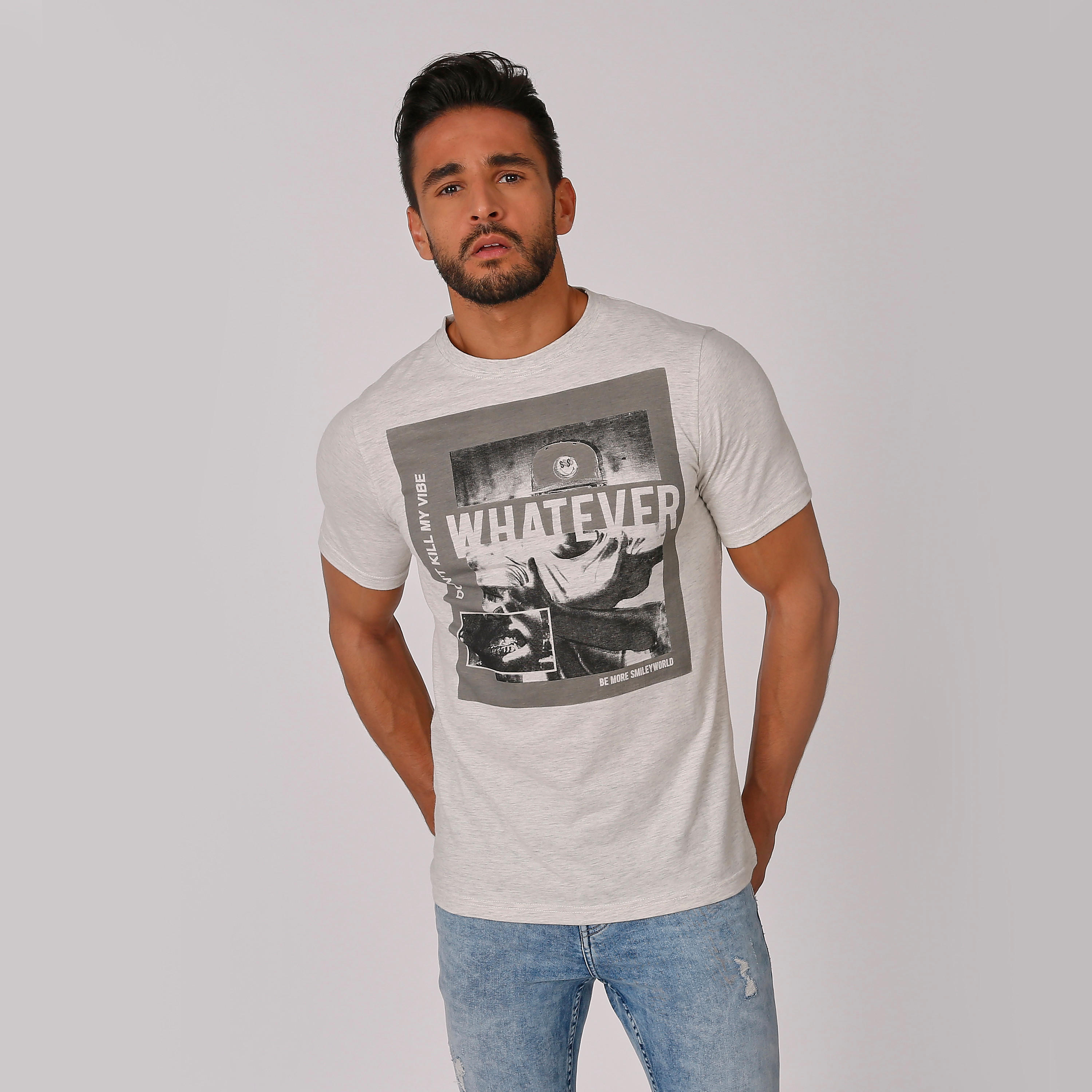 تيشيرت مستدام سليم بأكمام قصيرة وطبعات سمايلي وورلد -men-clothing-tshirtsandpolos-tshirts-image-2