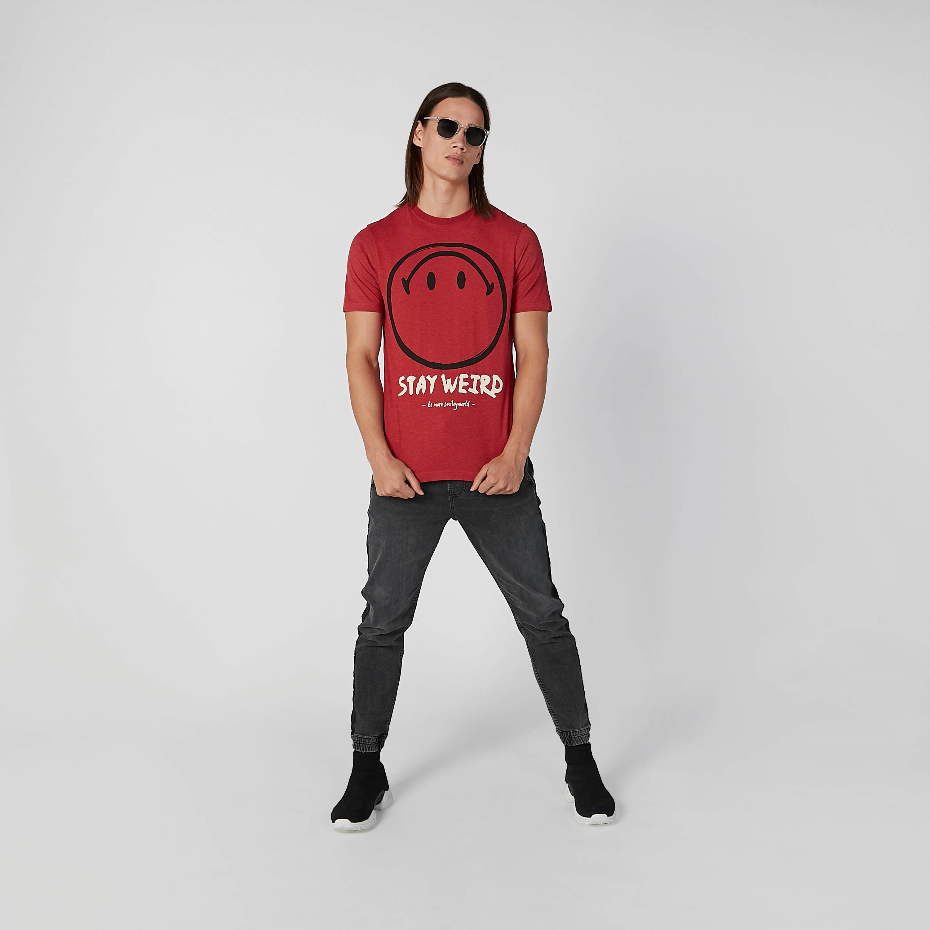 Sustainable Smiley World Slim Fit Printed T-shirt with Crew Neck-men-clothing-tshirtsandpolos-tshirts-image-2