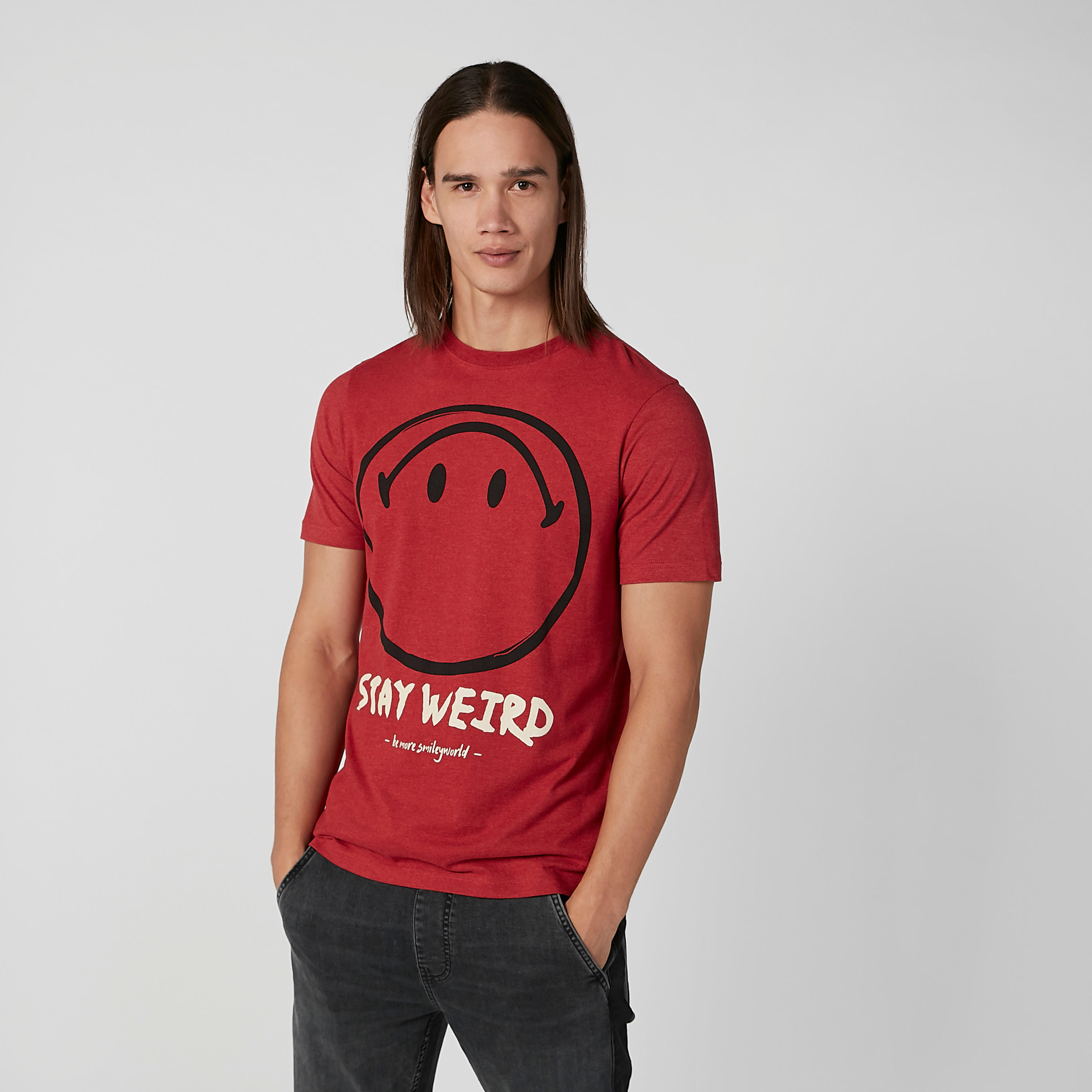 Sustainable Smiley World Slim Fit Printed T-shirt with Crew Neck-men-clothing-tshirtsandpolos-tshirts-image-1
