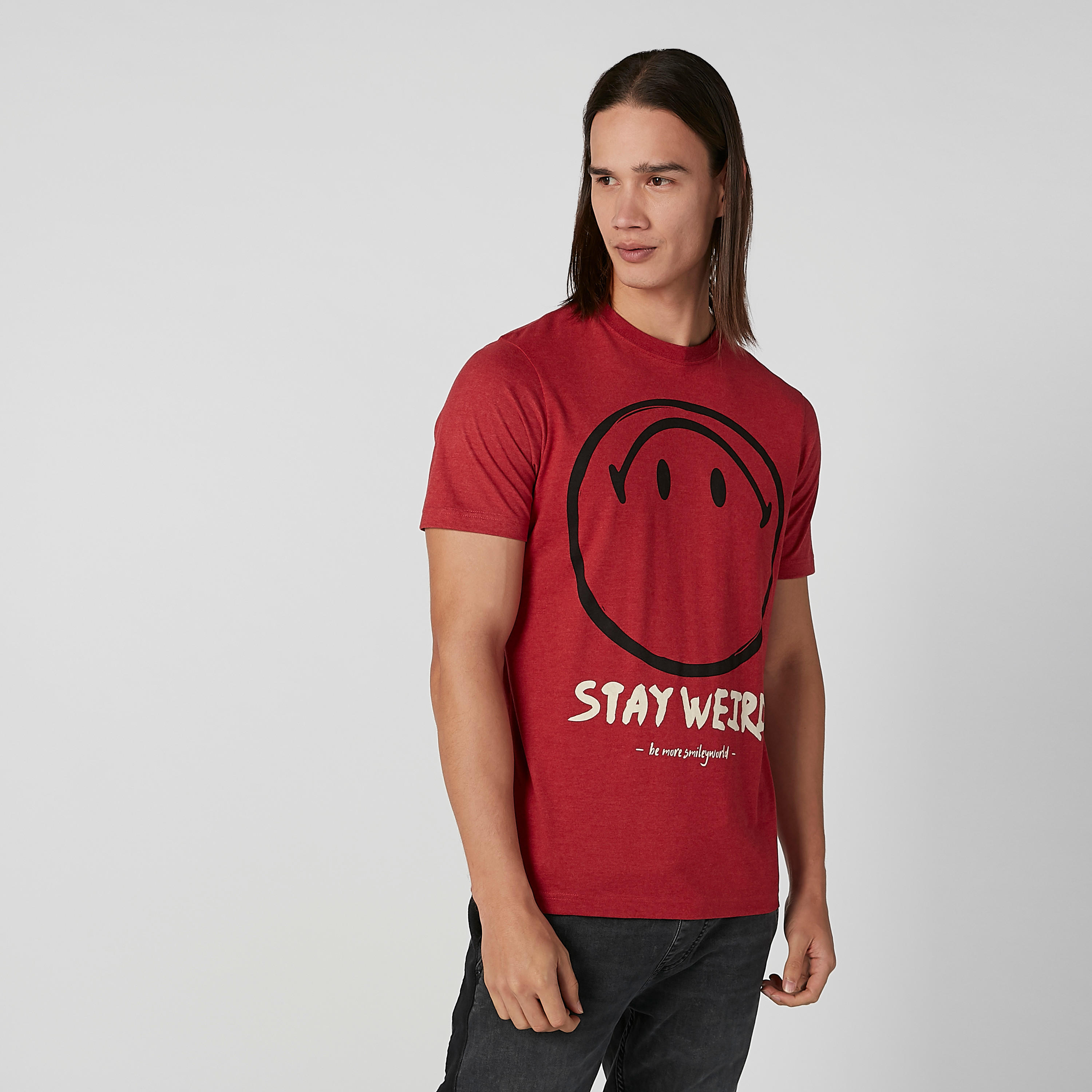 Sustainable Smiley World Slim Fit Printed T-shirt with Crew Neck-men-clothing-tshirtsandpolos-tshirts-image-4