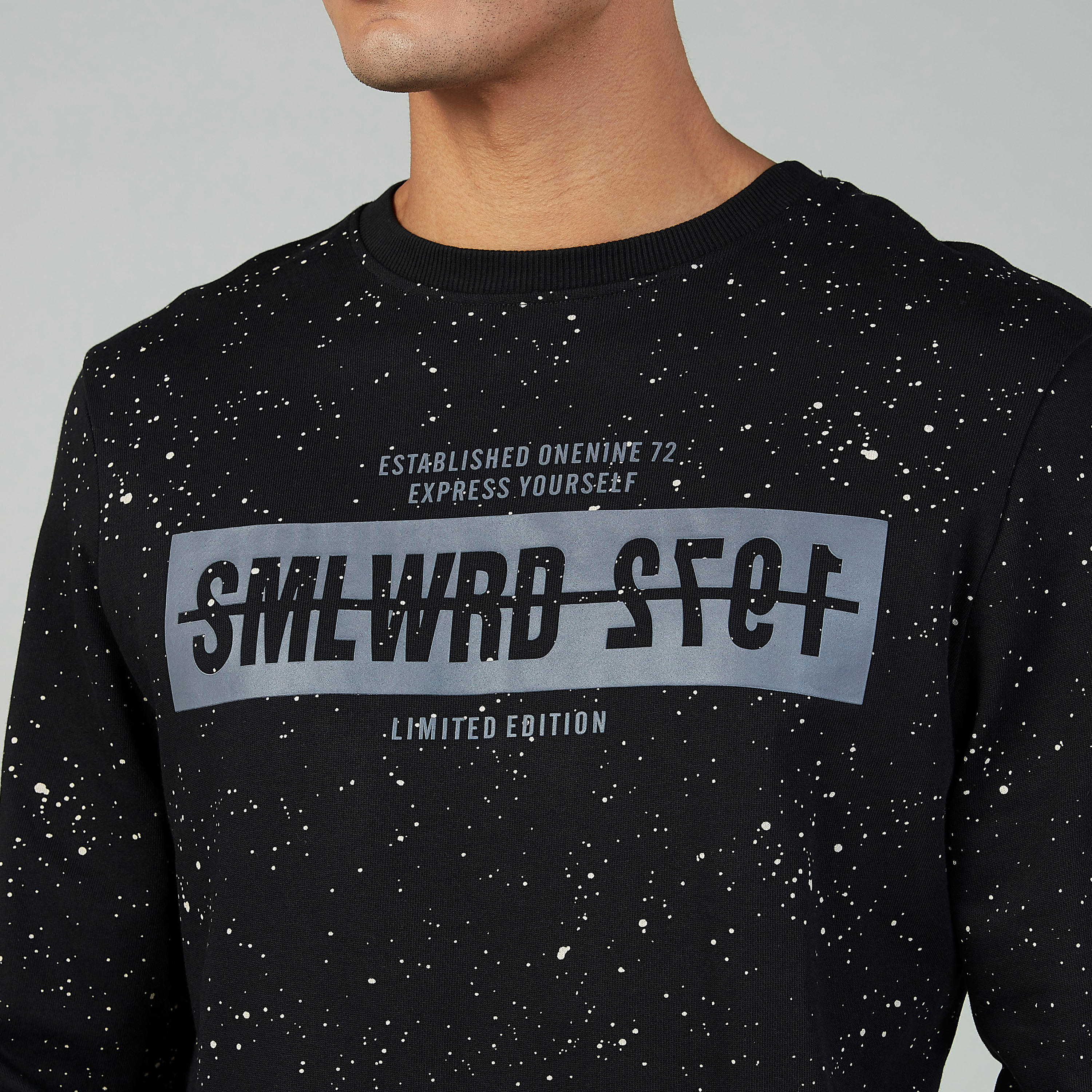 Smiley World Printed Sweater with Round Neck and Long Sleeves-men-winterwear-hoodiesandsweatshirts-image-3