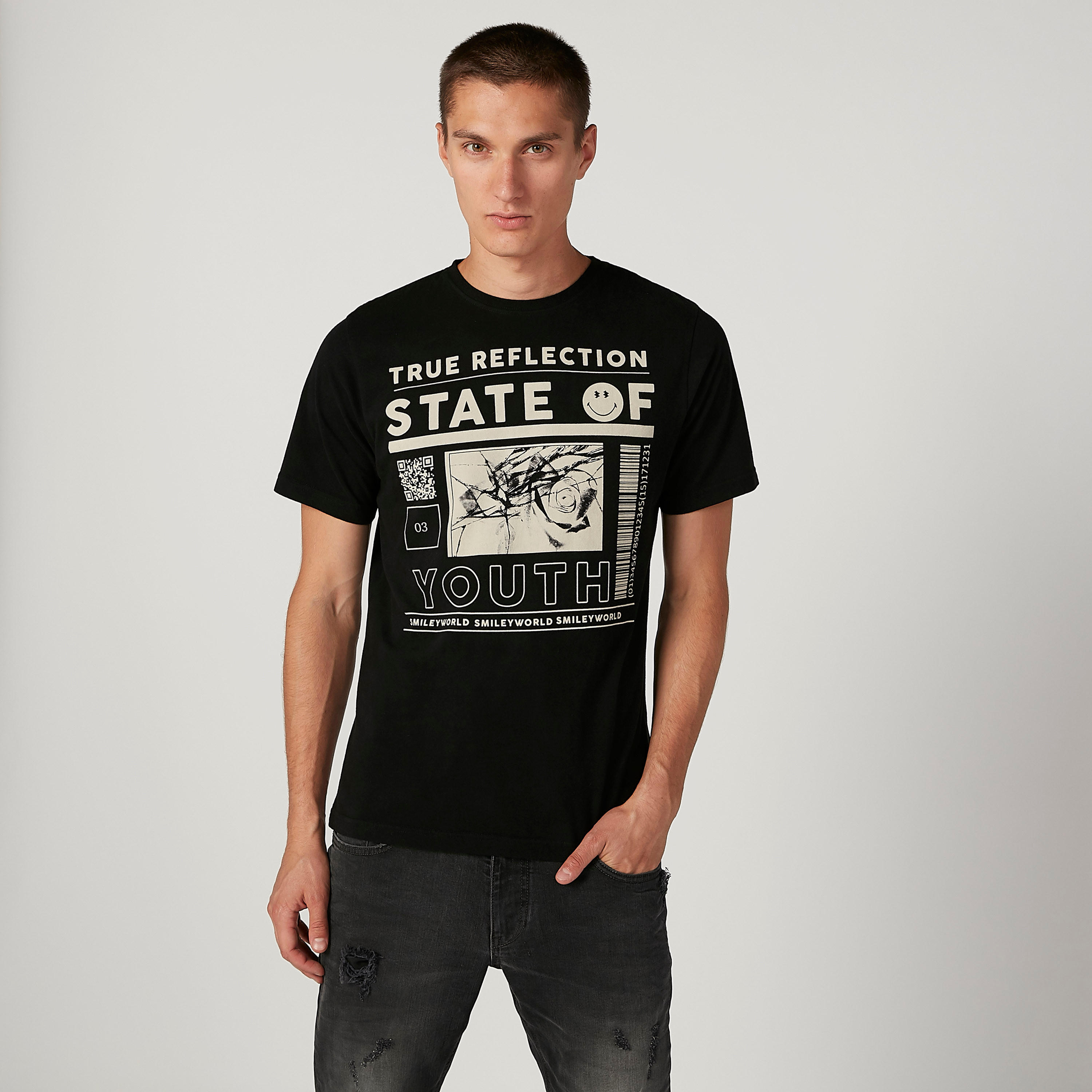 تيشيرت مستدام سليم بياقة ضيّقة وطبعات سمايلي وورلد -men-clothing-tshirtsandpolos-tshirts-image-1