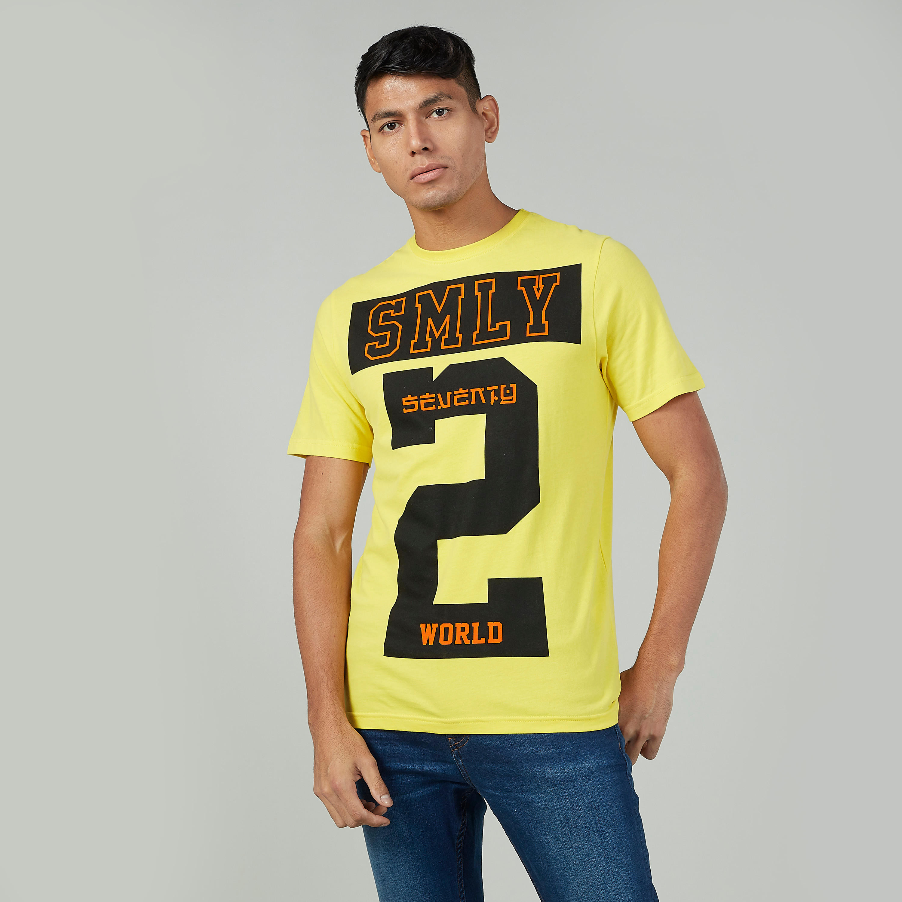 Sustainable Slim Fit Smiley World Printed T-shirt with Crew Neck-men-clothing-tshirtsandpolos-tshirts-image-1