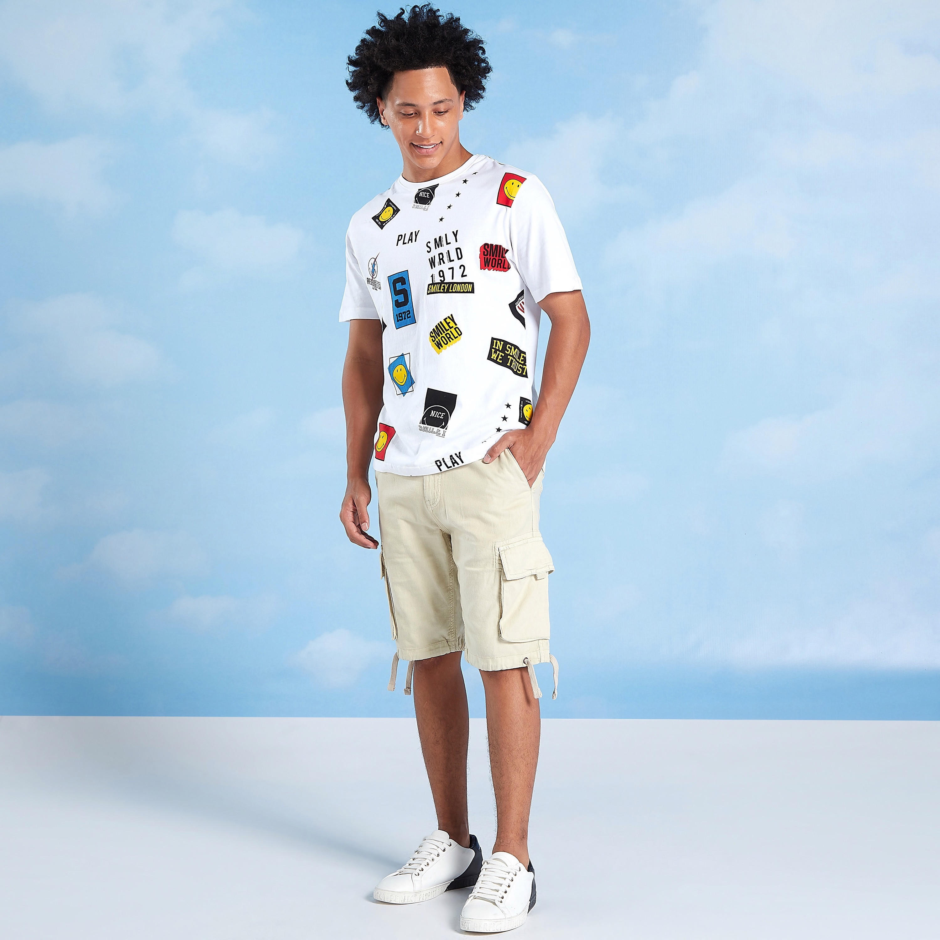 Sustainable Smiley World Slim Fit Printed T-shirt with Crew Neck-men-clothing-tshirtsandpolos-tshirts-image-2