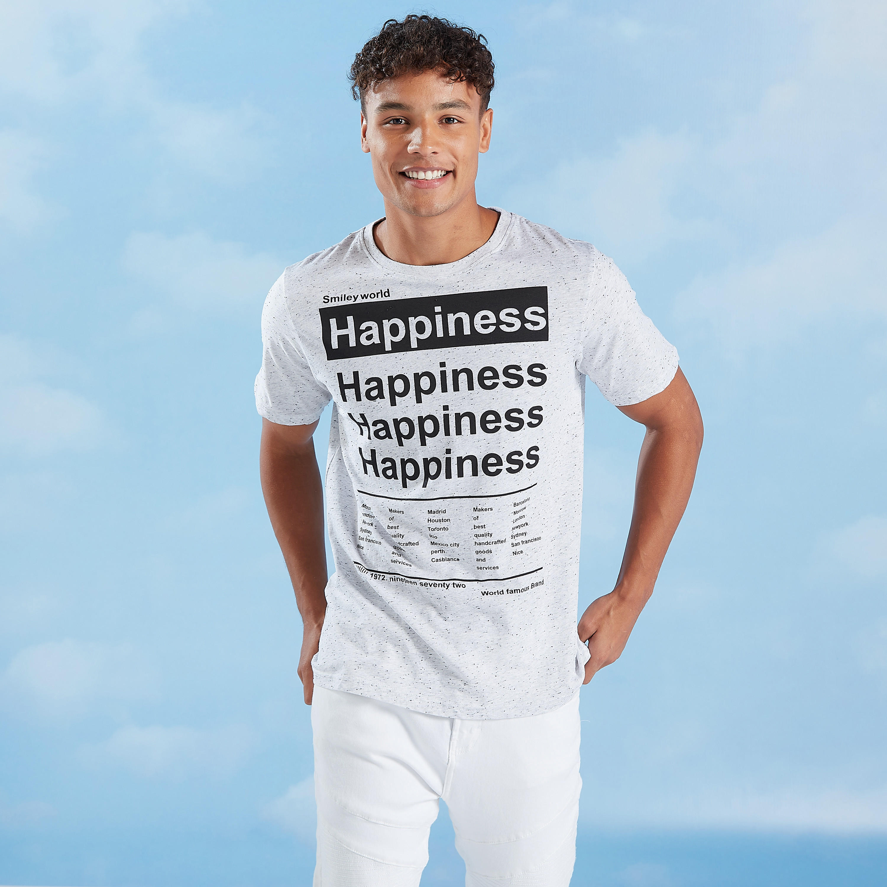 Sustainable Smiley World Slim Fit Printed T-shirt with Crew Neck-men-clothing-tshirtsandpolos-tshirts-image-1