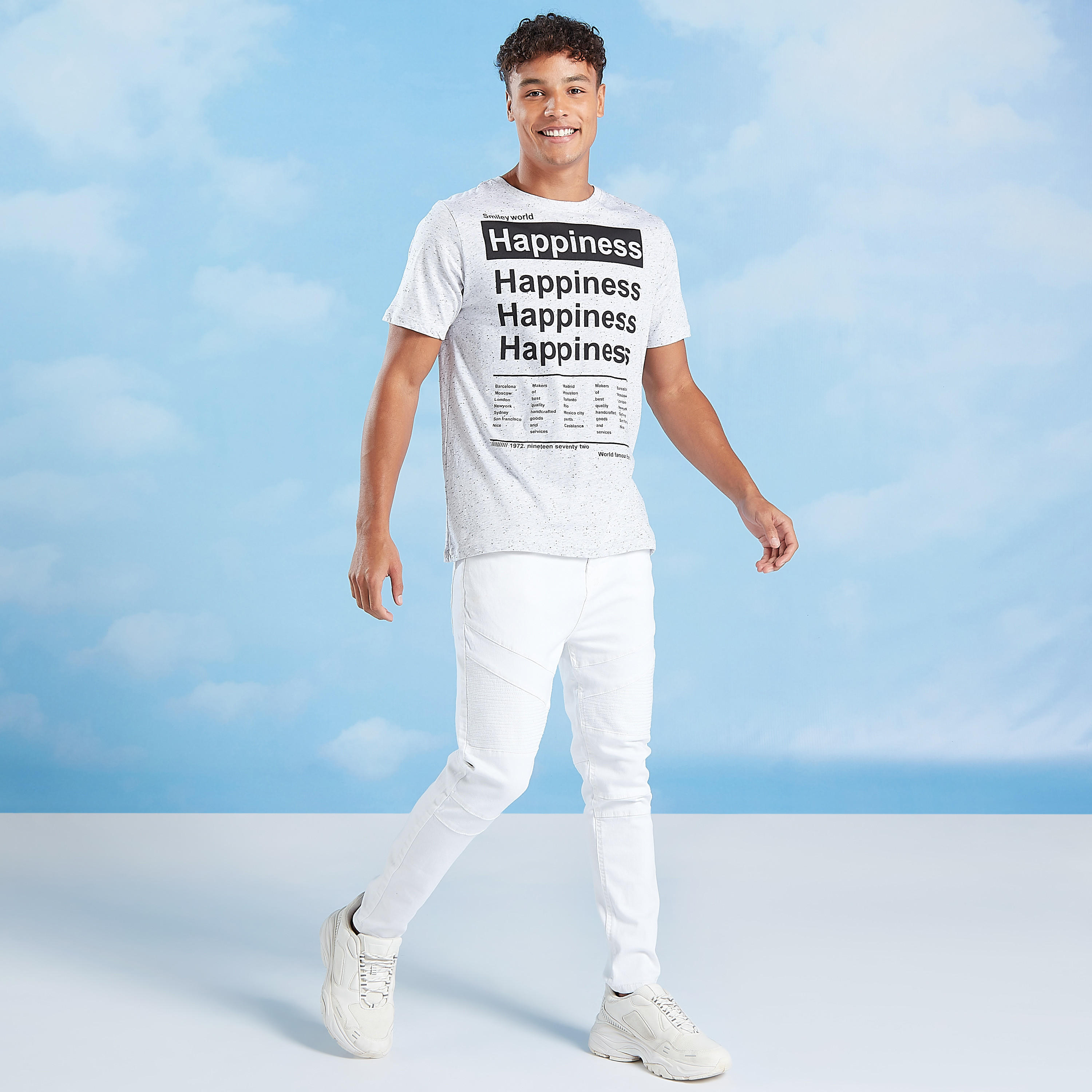 Sustainable Smiley World Slim Fit Printed T-shirt with Crew Neck-men-clothing-tshirtsandpolos-tshirts-image-2