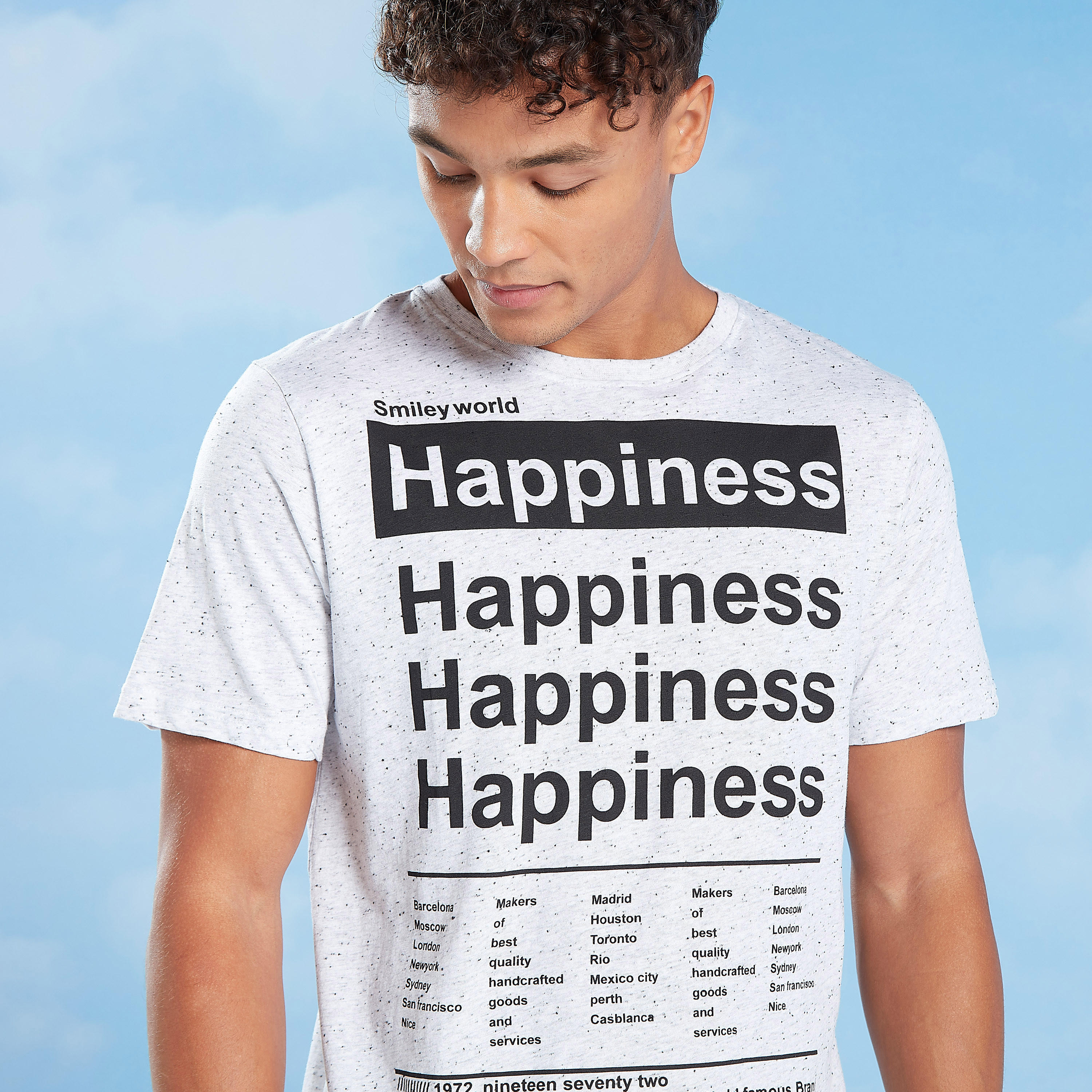 Sustainable Smiley World Slim Fit Printed T-shirt with Crew Neck-men-clothing-tshirtsandpolos-tshirts-image-3