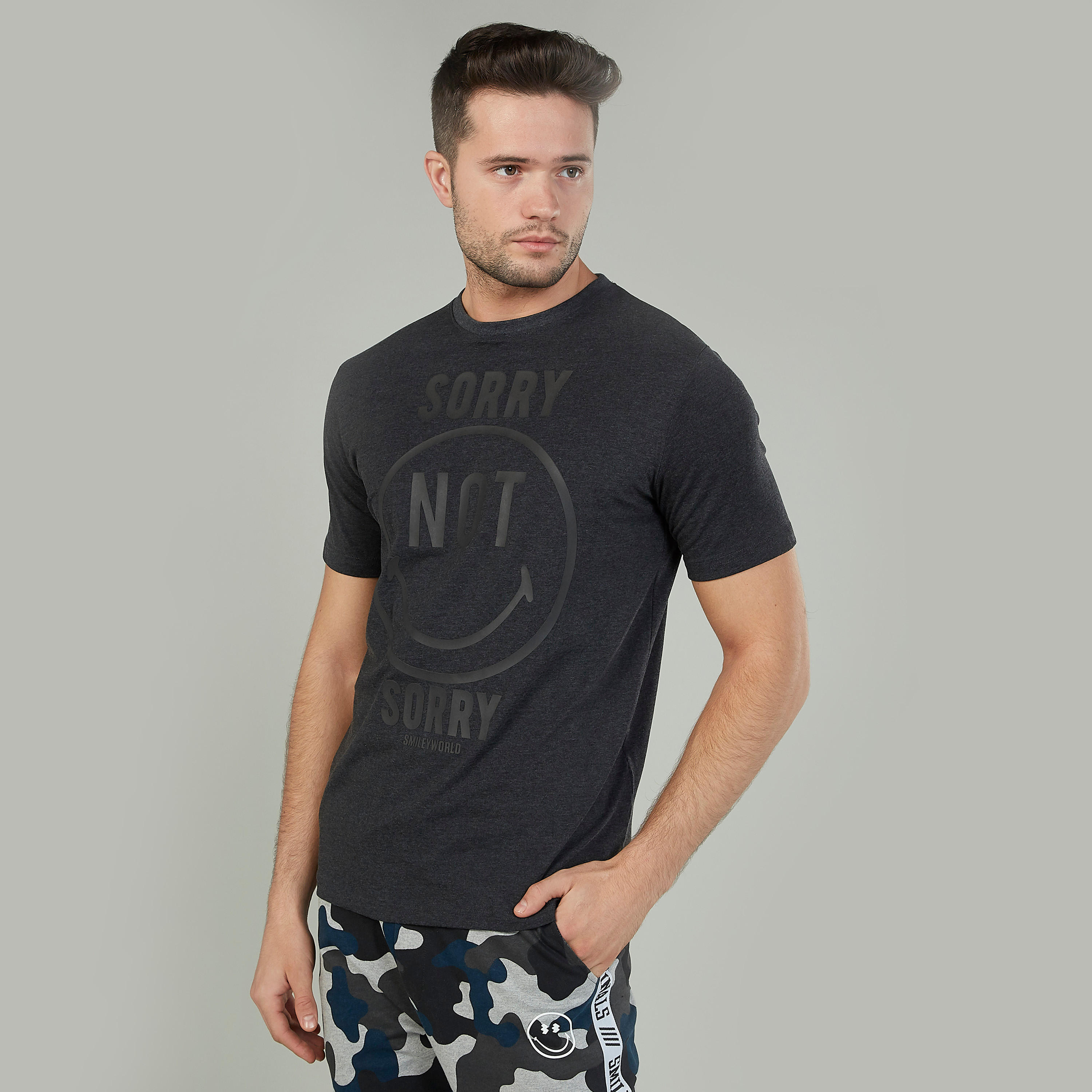 Sustainable Smiley World Slim Fit Printed T-shirt with Crew Neck-men-clothing-tshirtsandpolos-tshirts-image-1