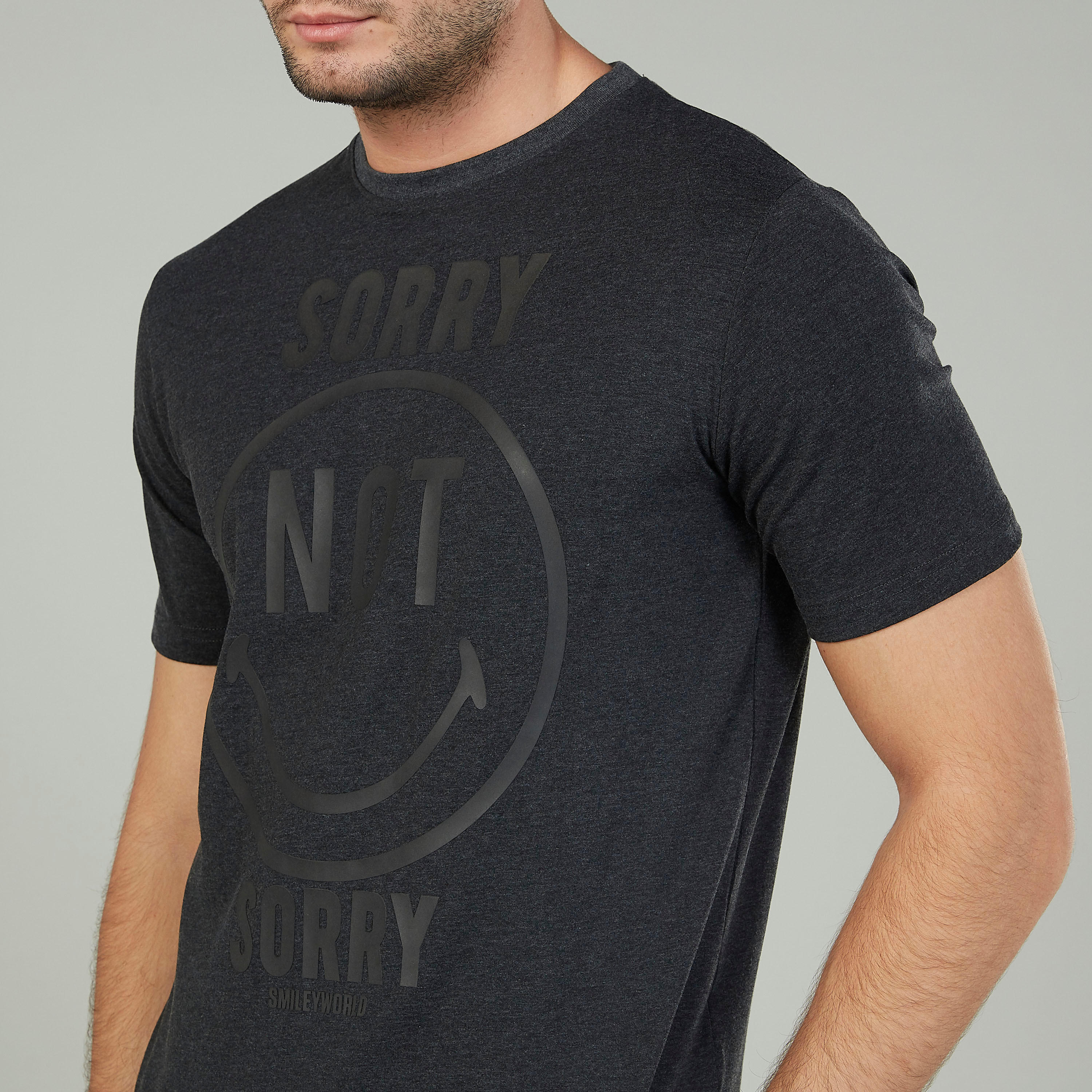 Sustainable Smiley World Slim Fit Printed T-shirt with Crew Neck-men-clothing-tshirtsandpolos-tshirts-image-3