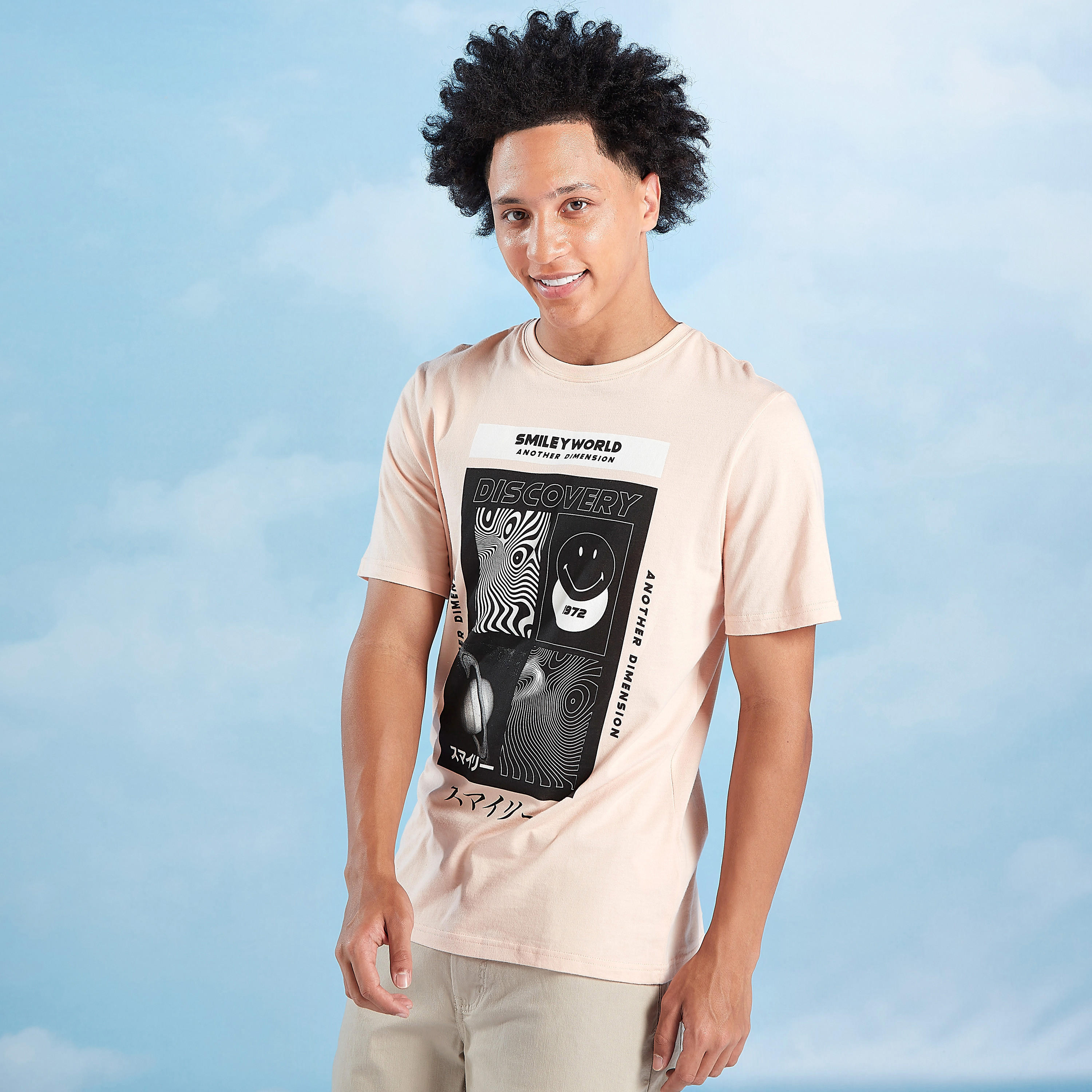Smiley World Printed T-shirt with Round Neck and Short Sleeves-men-clothing-tshirtsandpolos-tshirts-image-3
