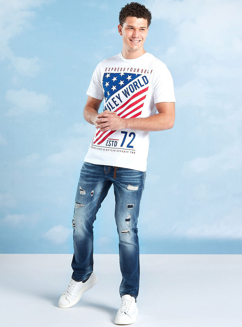 تيشيرت بياقة مستديرة وأكمام قصيرة وطبعات سمايلي وورلد-men-clothing-tshirtsandpolos-tshirts-image-2