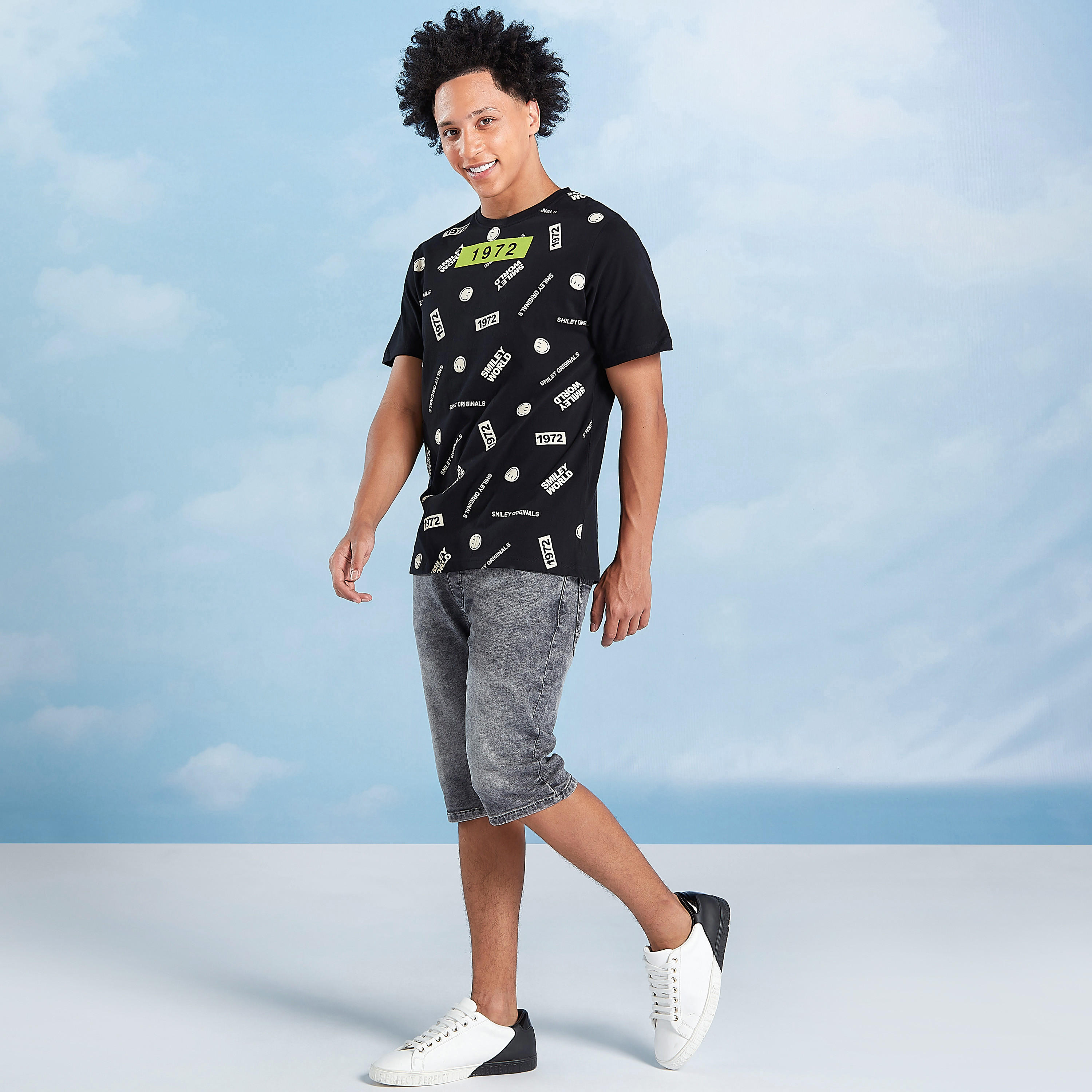 Smiley World Printed T-shirt with Crew Neck and Short Sleeves-men-clothing-tshirtsandpolos-tshirts-image-3