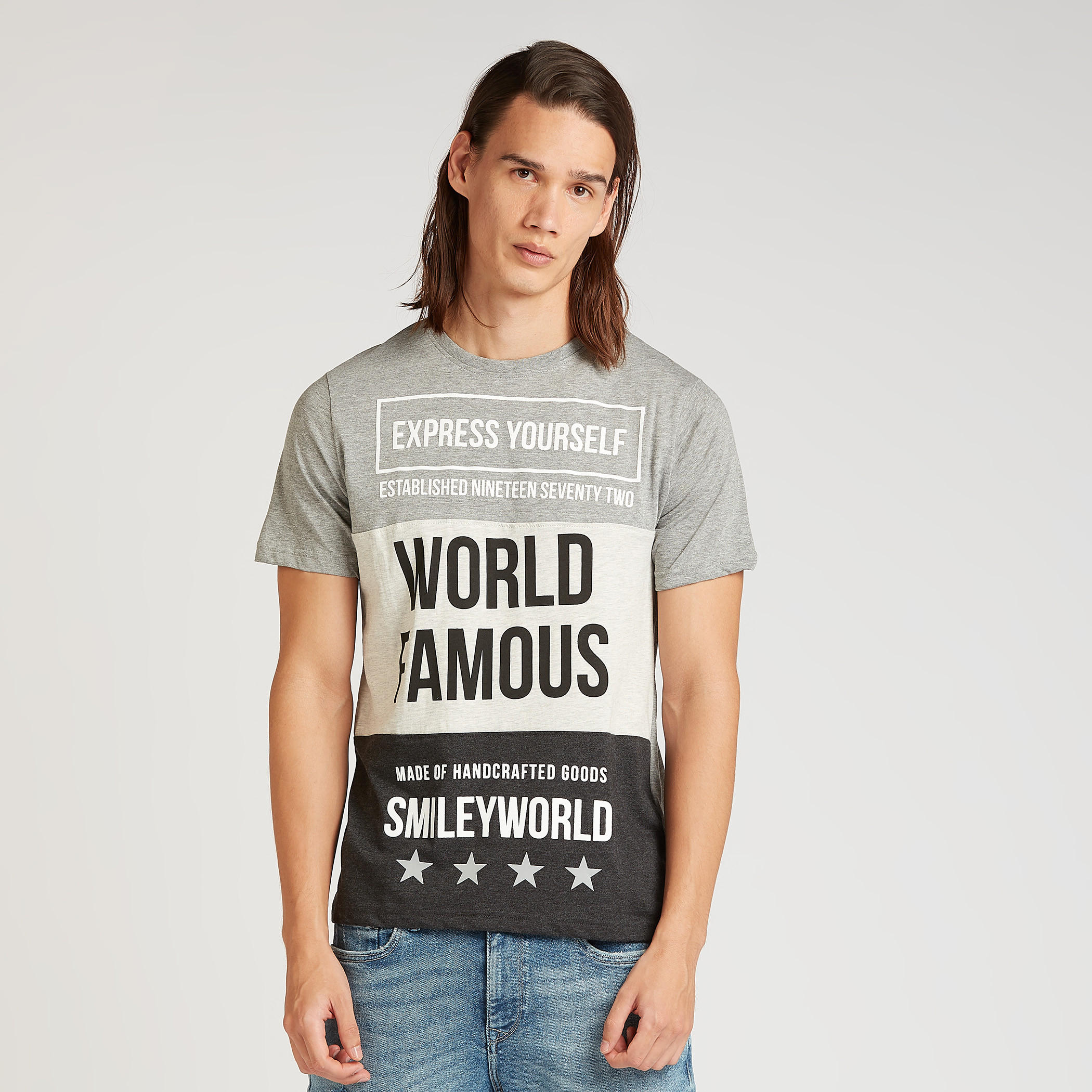 Sustainable Smiley World Slim Fit Printed T-shirt with Crew Neck-men-clothing-tshirtsandpolos-tshirts-image-1