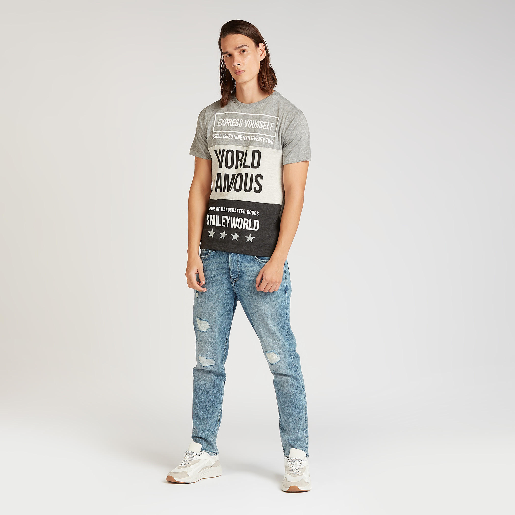 Sustainable Smiley World Slim Fit Printed T-shirt with Crew Neck-men-clothing-tshirtsandpolos-tshirts-image-2
