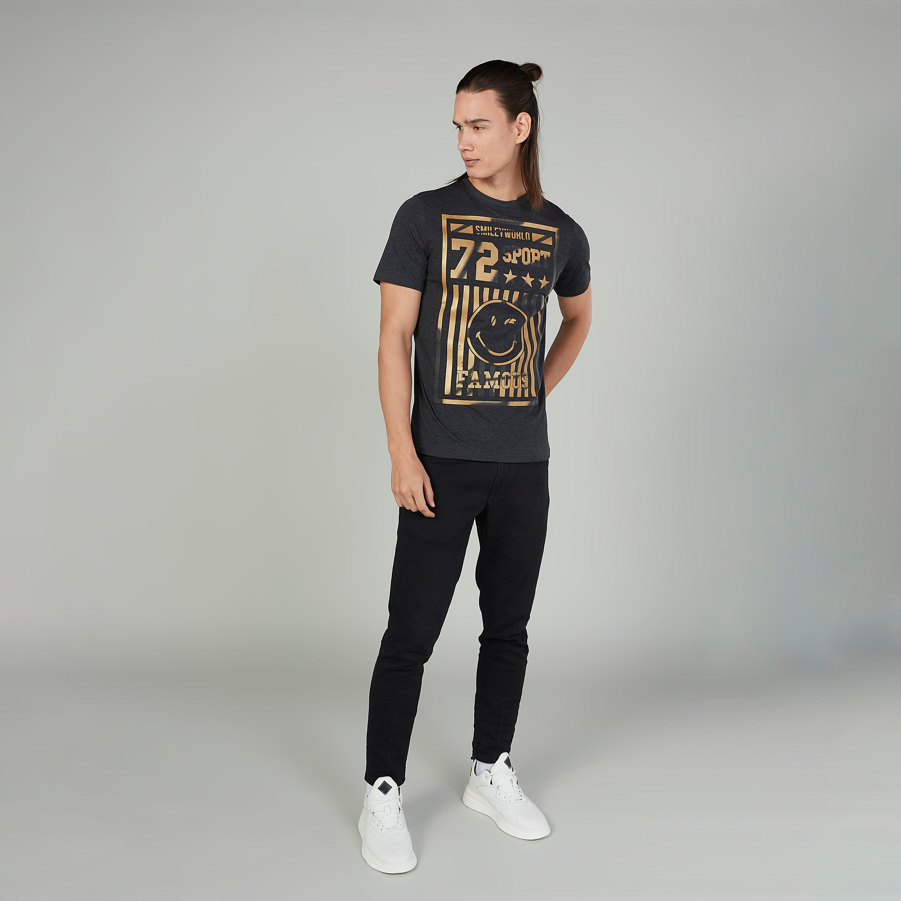Sustainable Smiley World Slim Fit Printed T-shirt with Crew Neck-men-clothing-tshirtsandpolos-tshirts-image-2