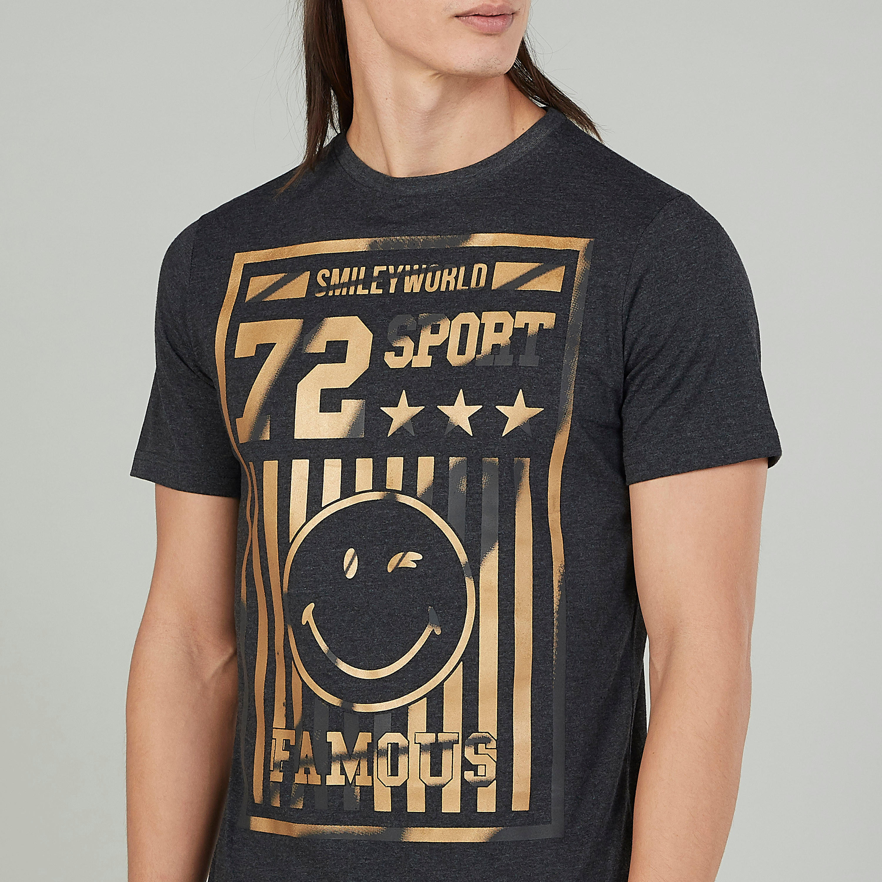 Sustainable Smiley World Slim Fit Printed T-shirt with Crew Neck-men-clothing-tshirtsandpolos-tshirts-image-3