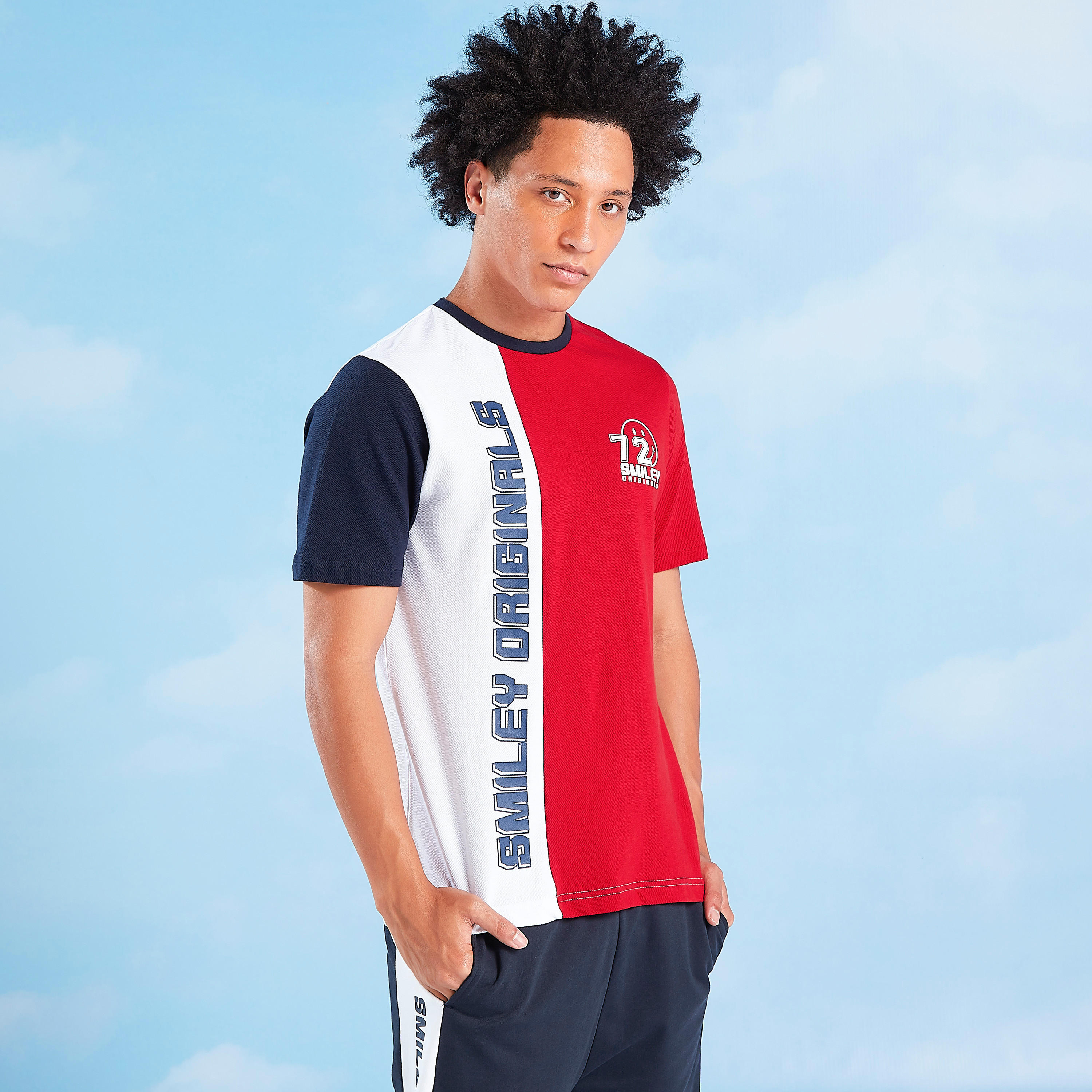 Smiley World Printed T-shirt with Crew Neck and Short Sleeves-men-clothing-tshirtsandpolos-tshirts-image-2