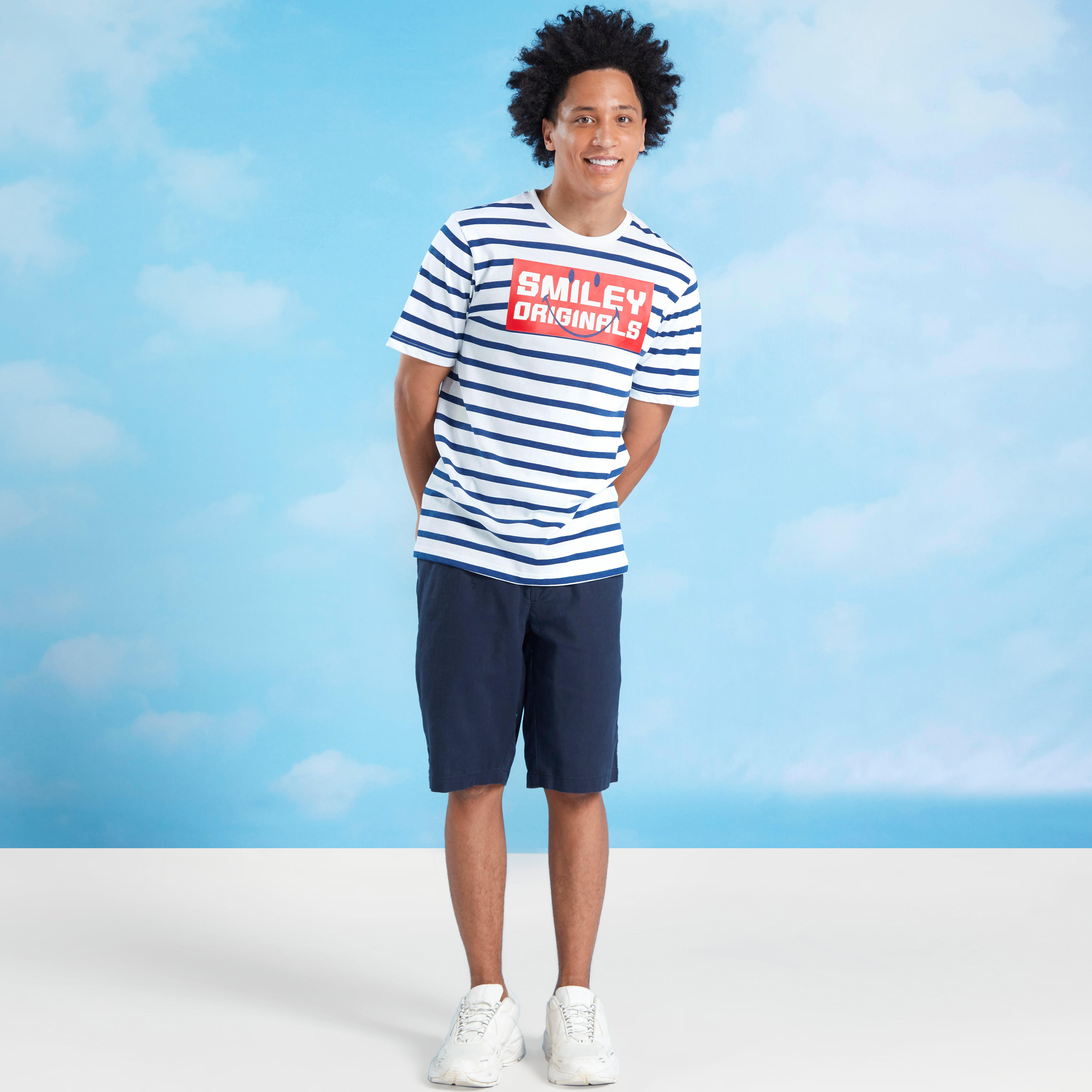 Smiley World Striped Crew Neck T-shirt with Short Sleeves-men-clothing-tshirtsandpolos-tshirts-image-2
